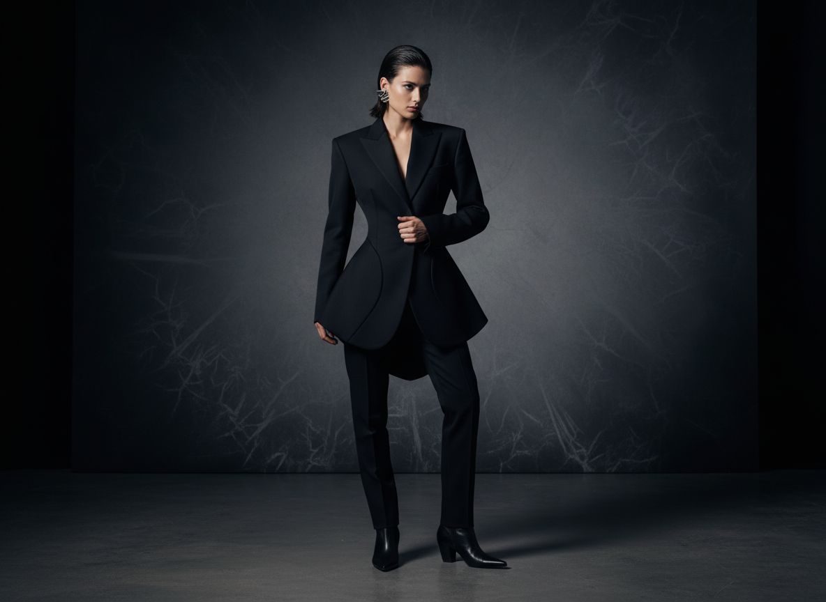 Sculpted Black Blazer Jacket