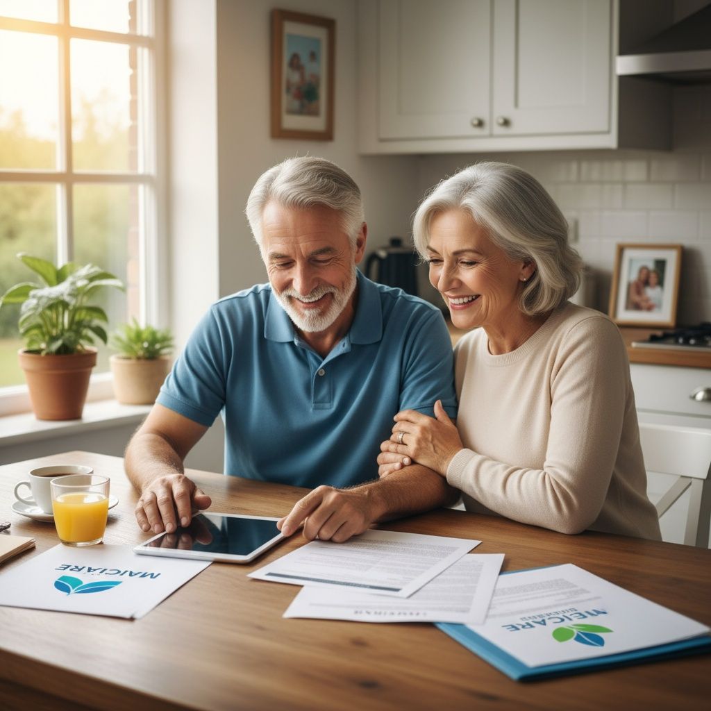 Senior couple reviewing Medicare documents