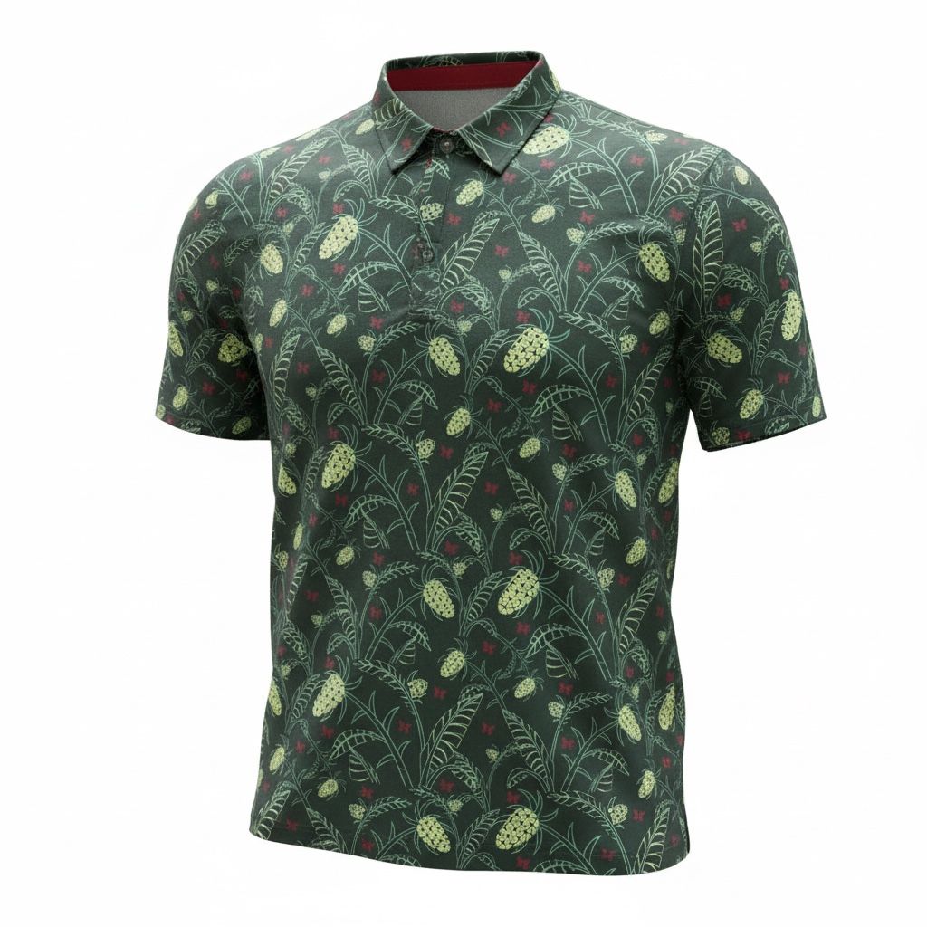 Kapalua custom polo with pineapple pattern