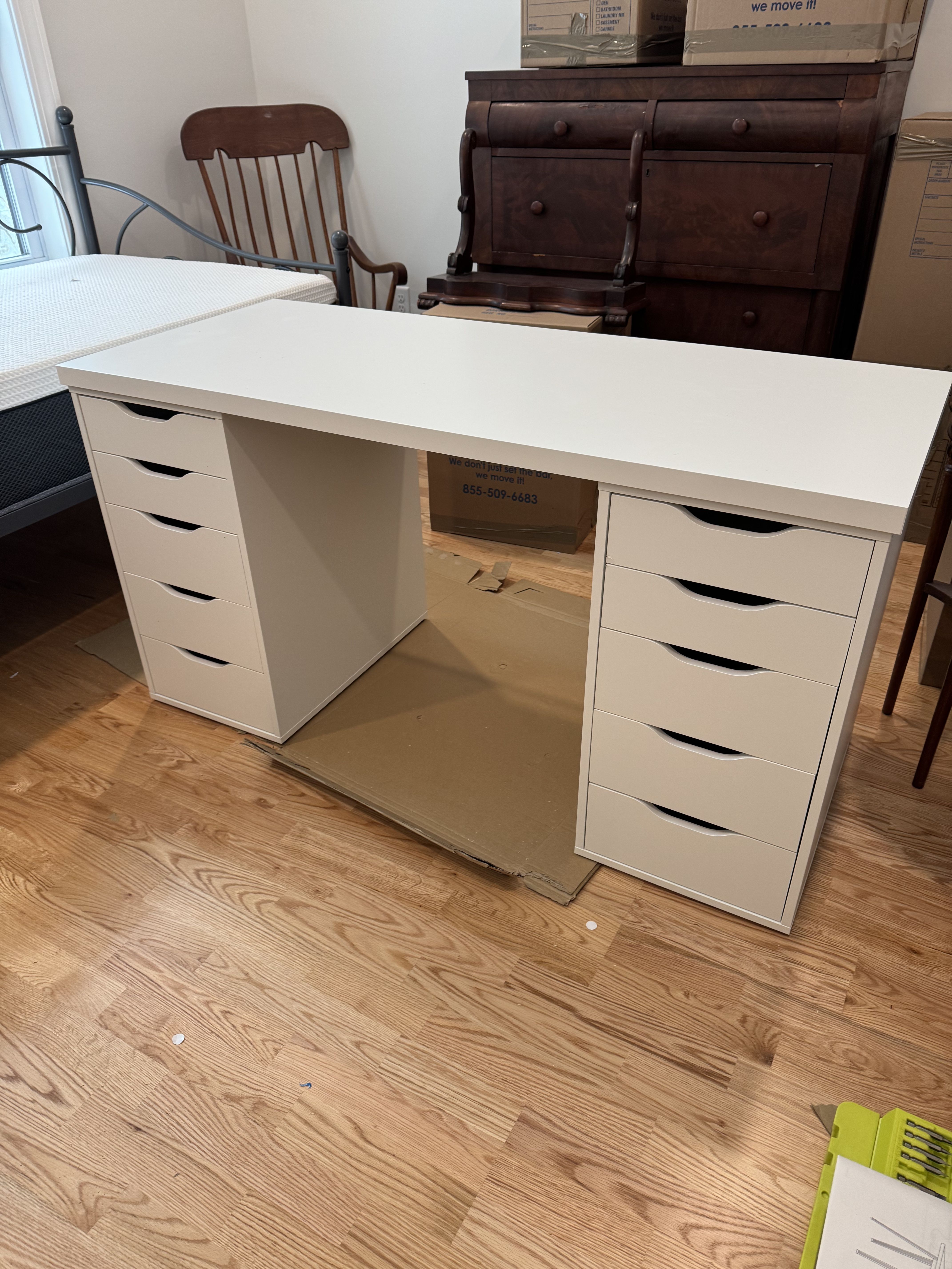Assembled white desk