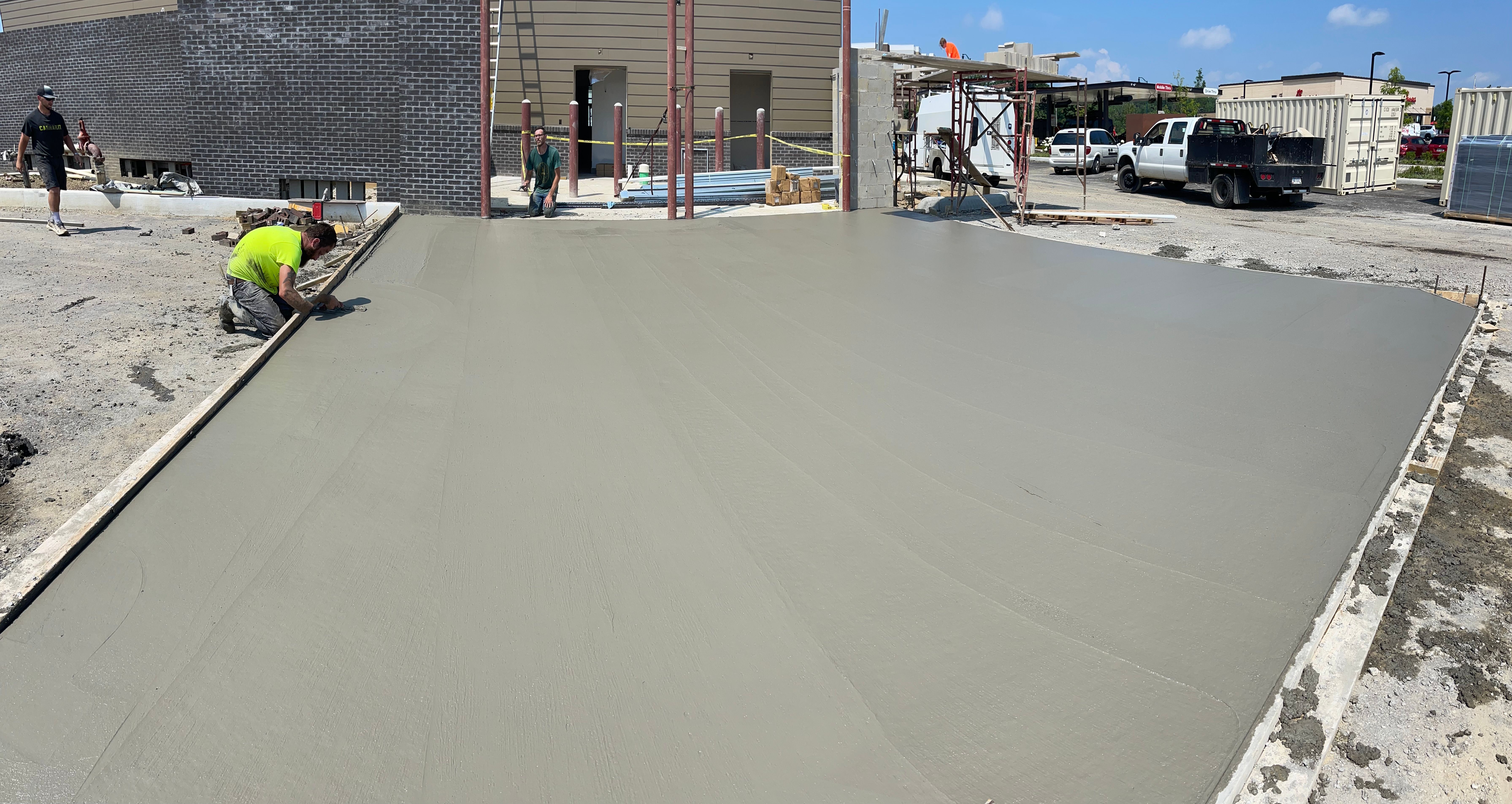 BURG CONCRETE crew finishing a concrete slab for a commercial project in Columbus Ohio