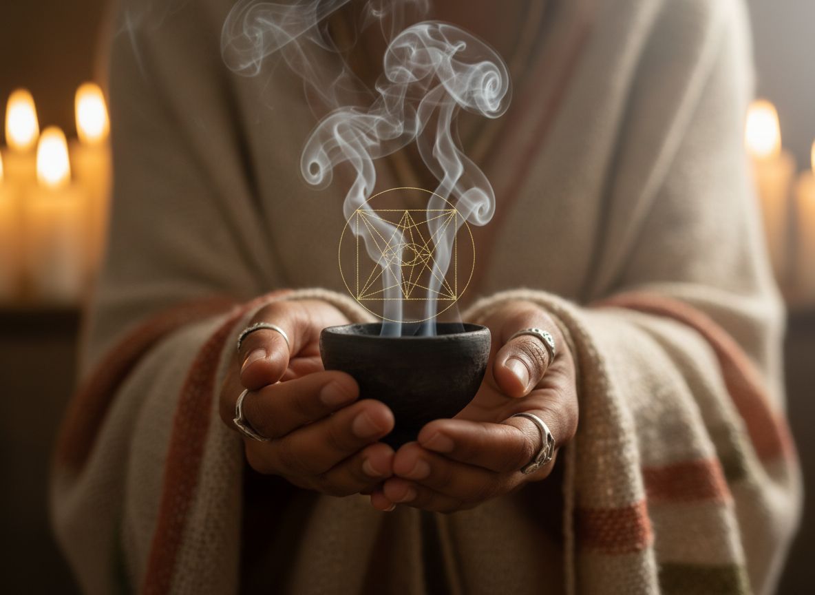 Hands holding smoke bowl in ceremony