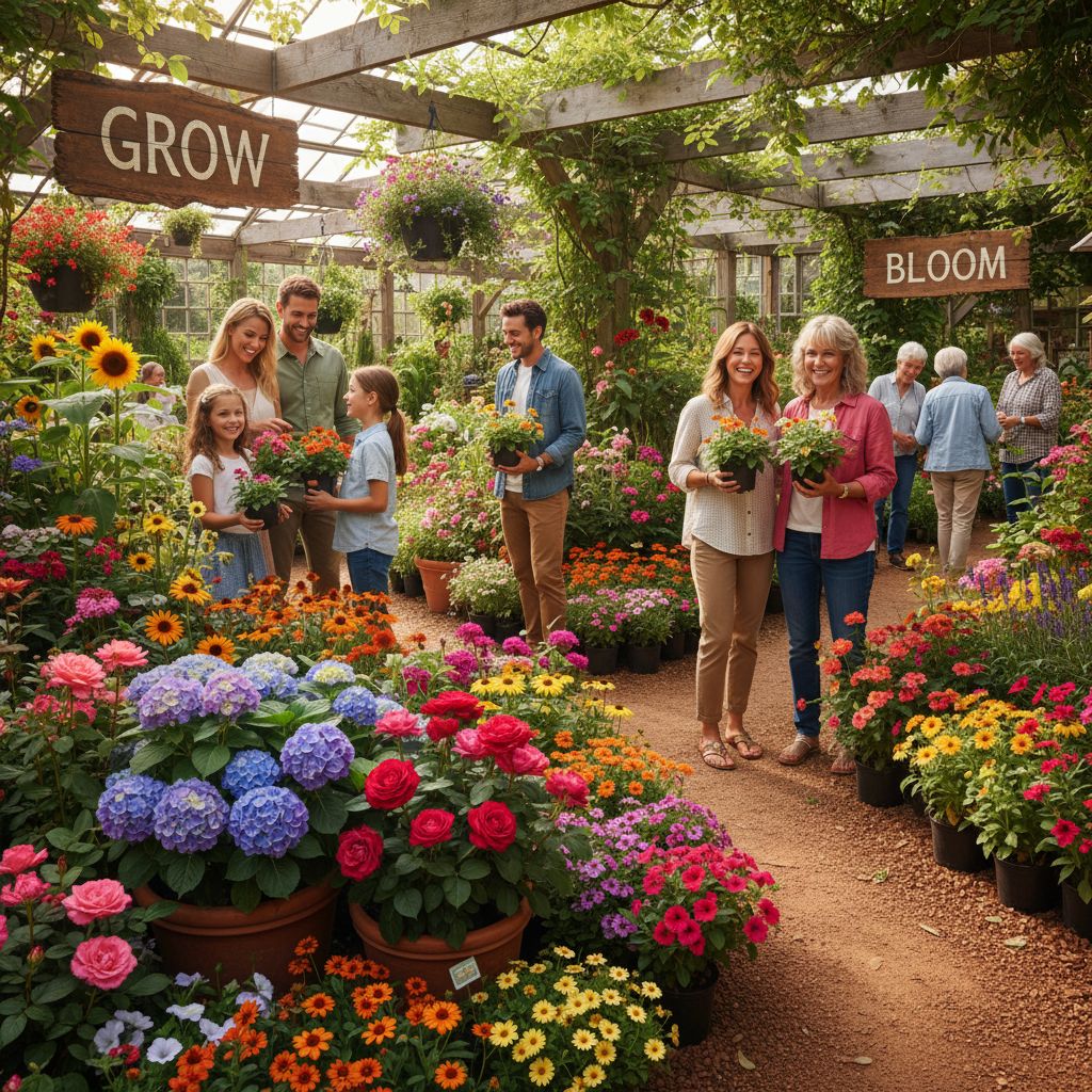 Secret Gardens celebration with people and flowers