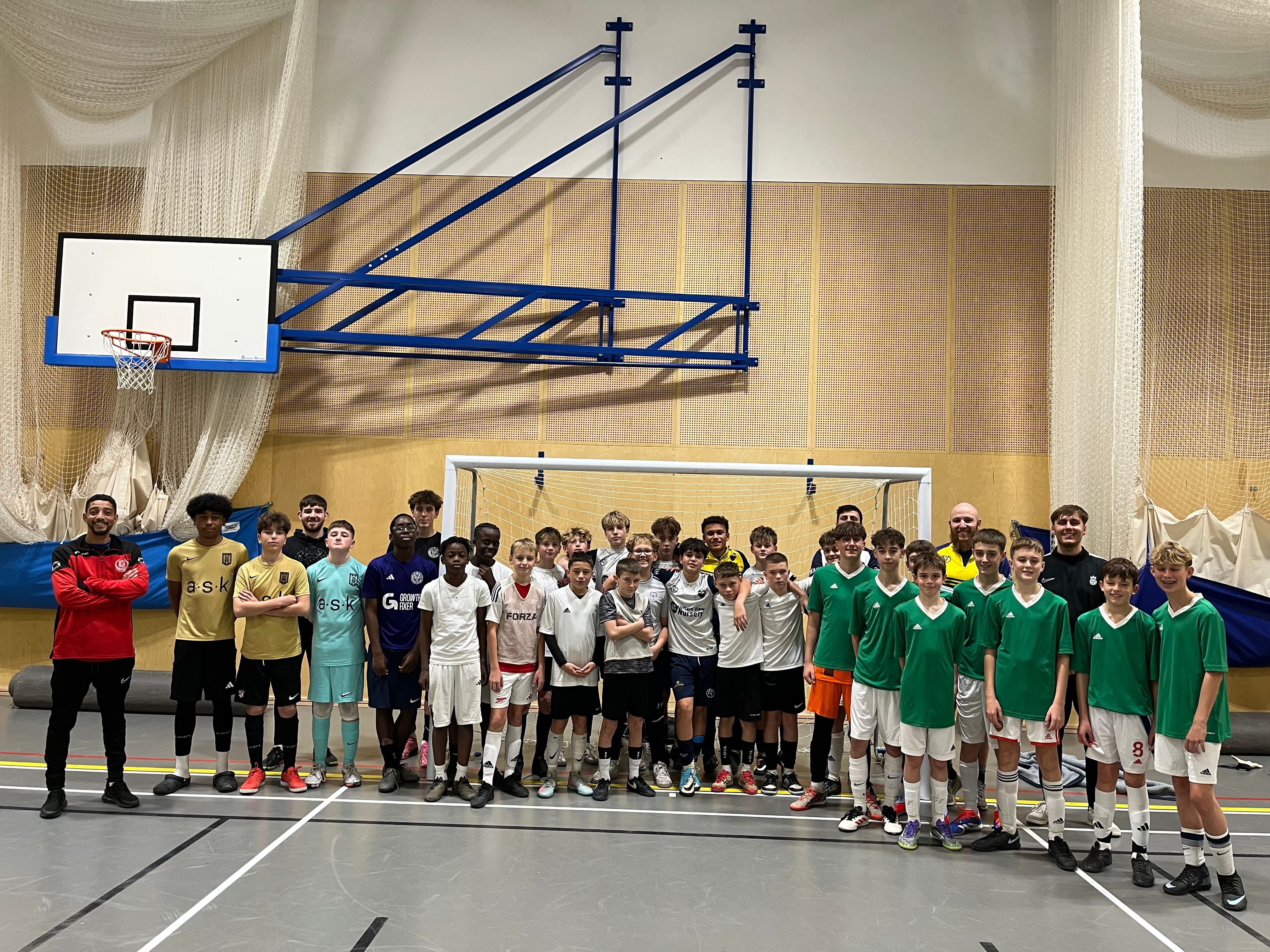 Teams and coaches at Nxt Gen Futsal League matchday