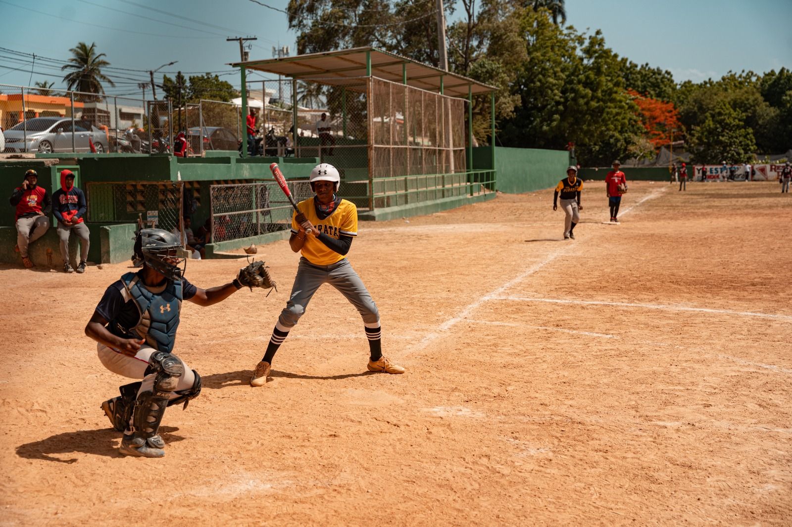Youth baseball game in action