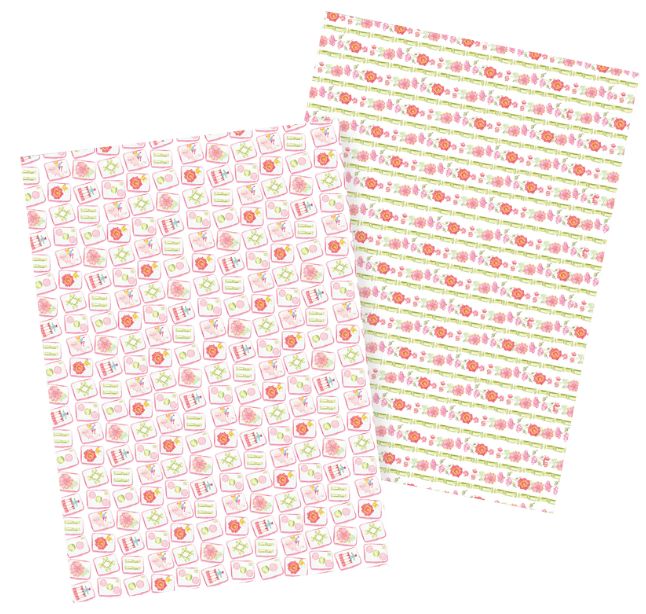 Soirée All Day Mahjong wrapping paper with colorful Mahjong-inspired patterns