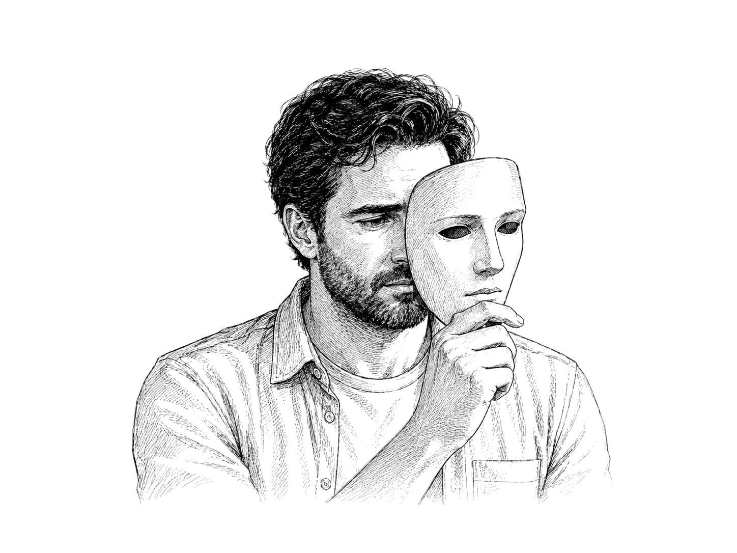 Man holding a mask in front of his face