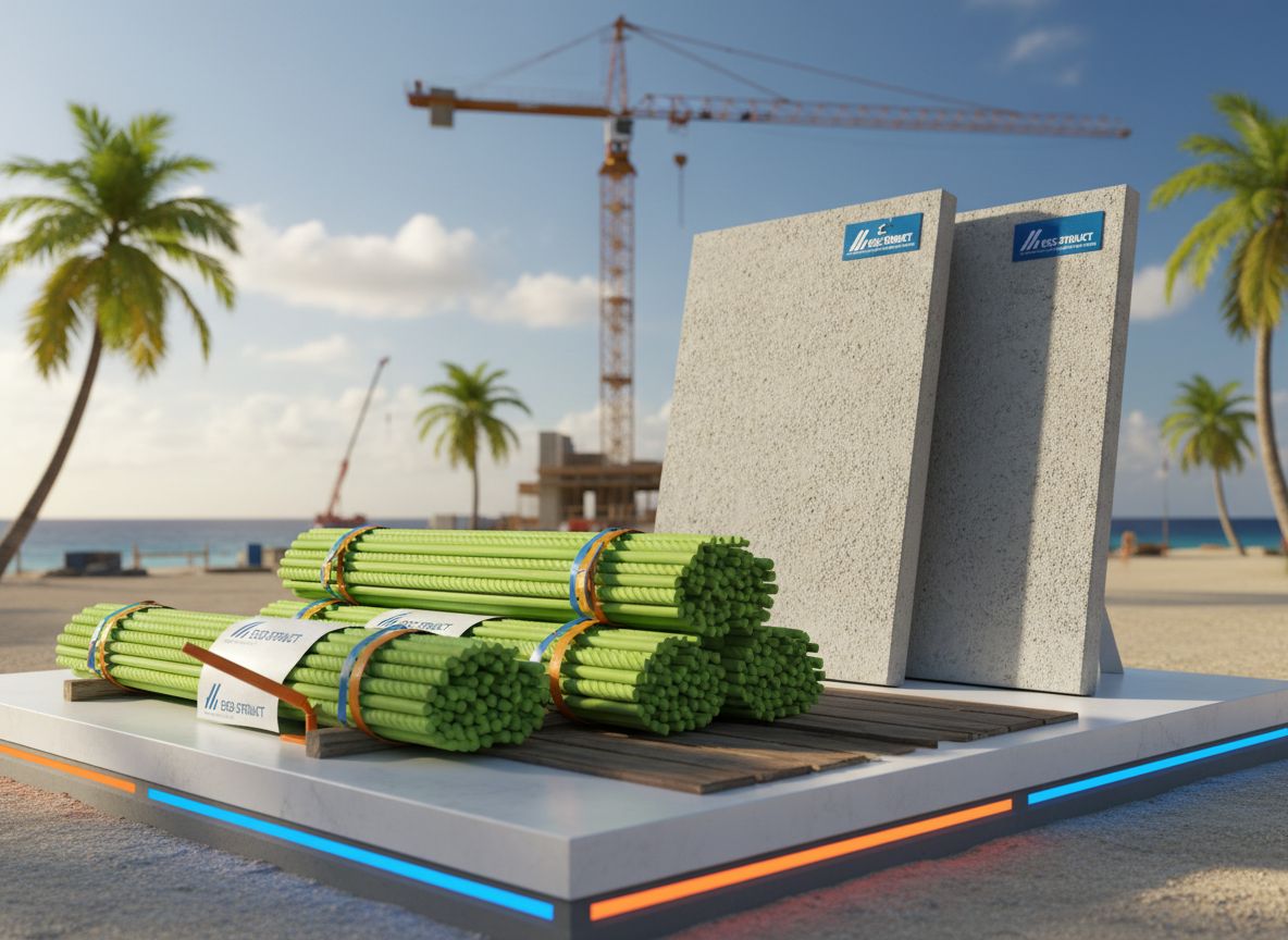 GFRP rebar and QuickPanel materials at a coastal construction site