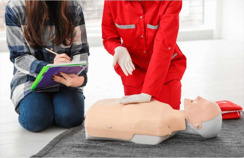 First aid and CPR training class in session