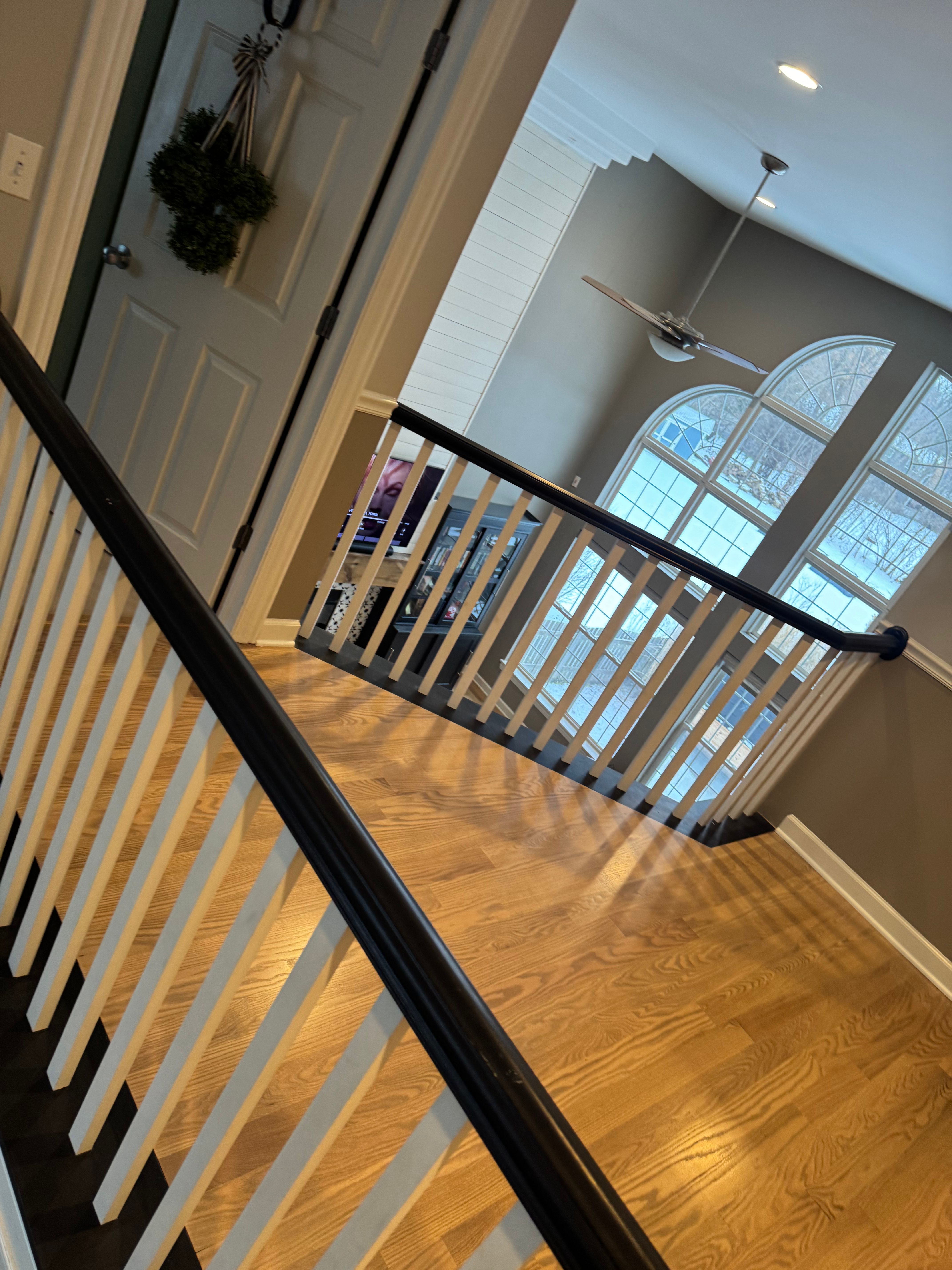 Hardwood staircase completed project in Rockford IL