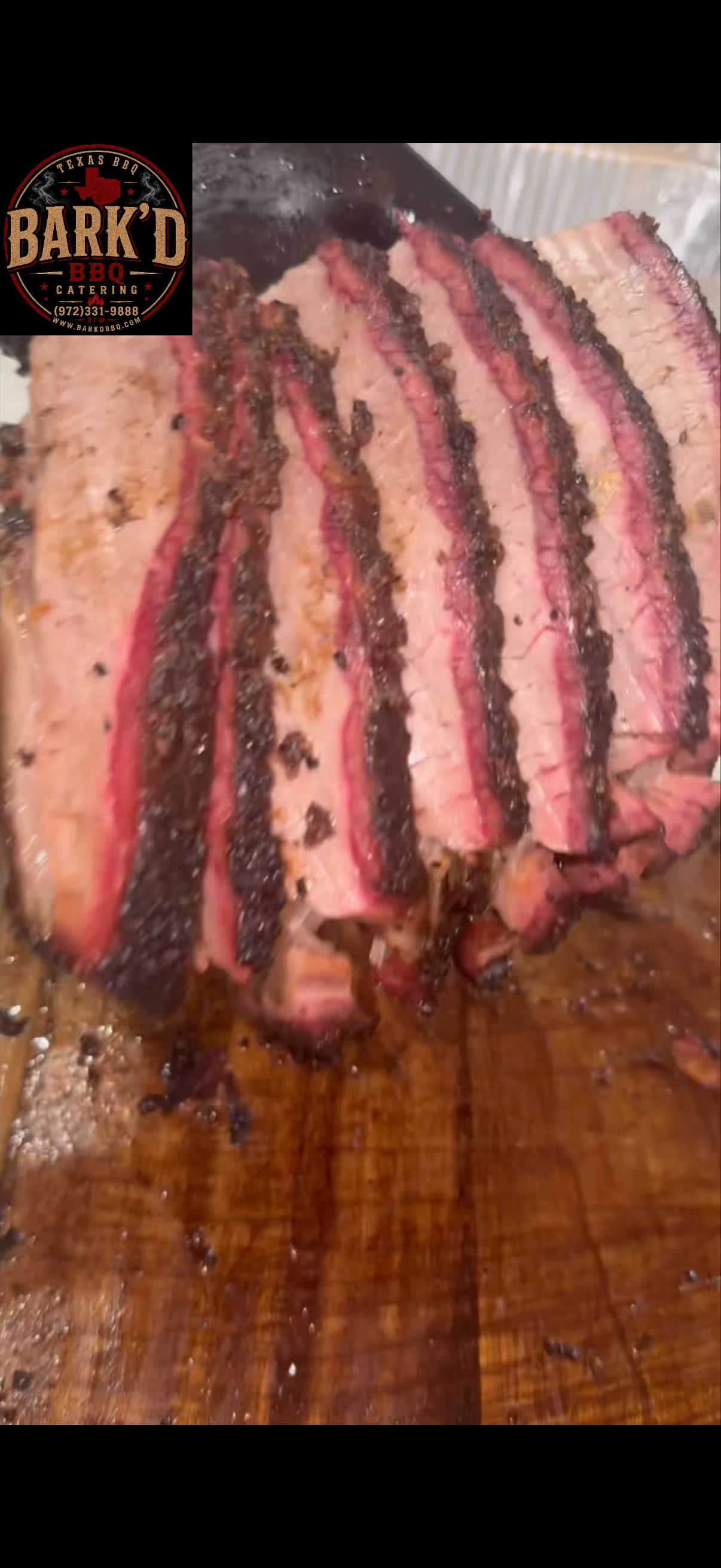 BARK'D brisket slices with smoke ring