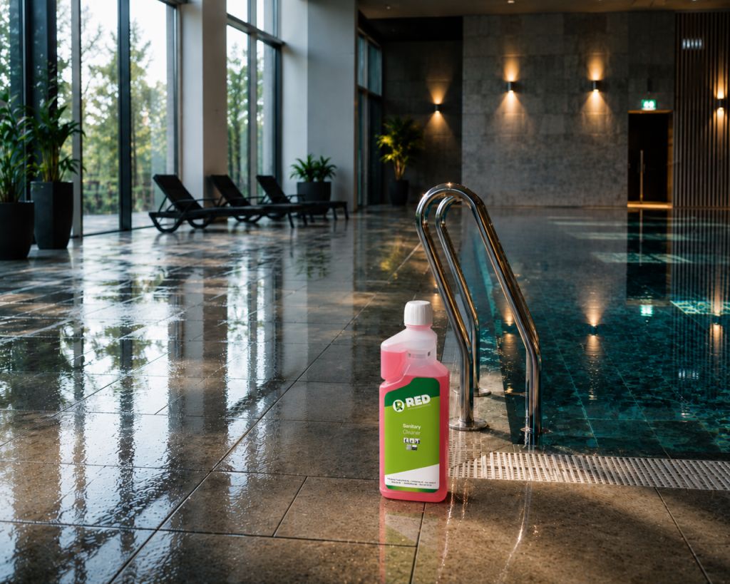 RED Sanitary Cleaner bij zwembad