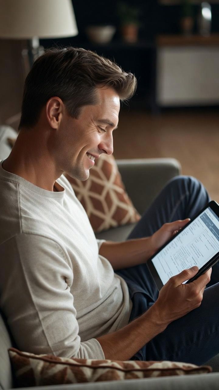 Patient reviewing results on tablet
