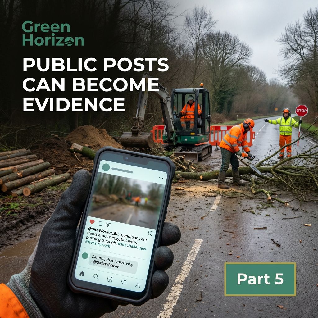 Green Horizon article image showing how public posts can become evidence