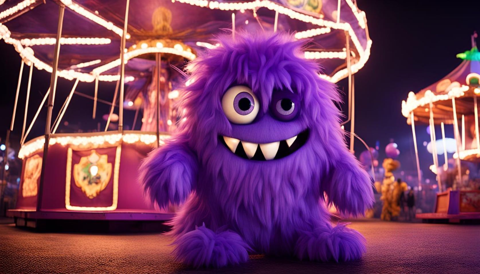 Fonzo, the purple furry monster