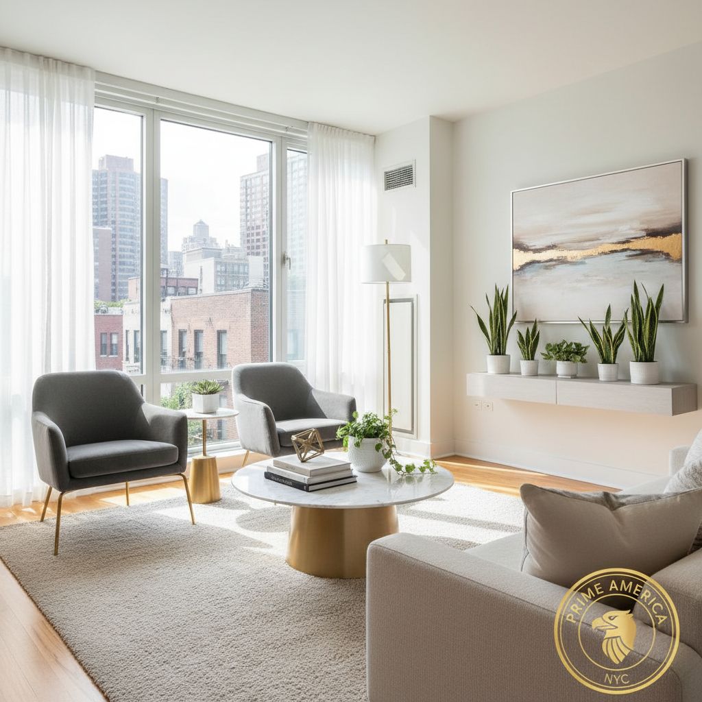 Staged NYC living room