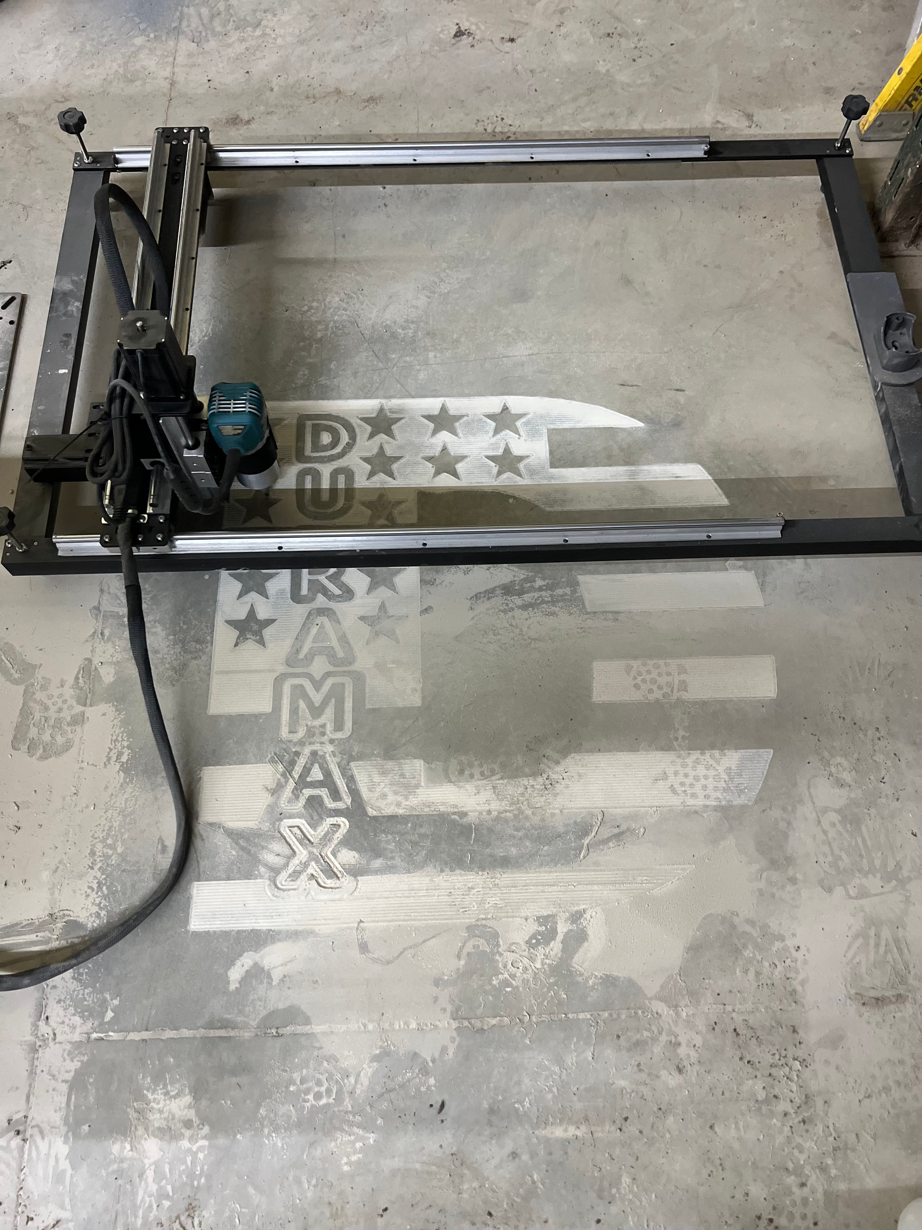 Duramax American flag engraving with CNC machine
