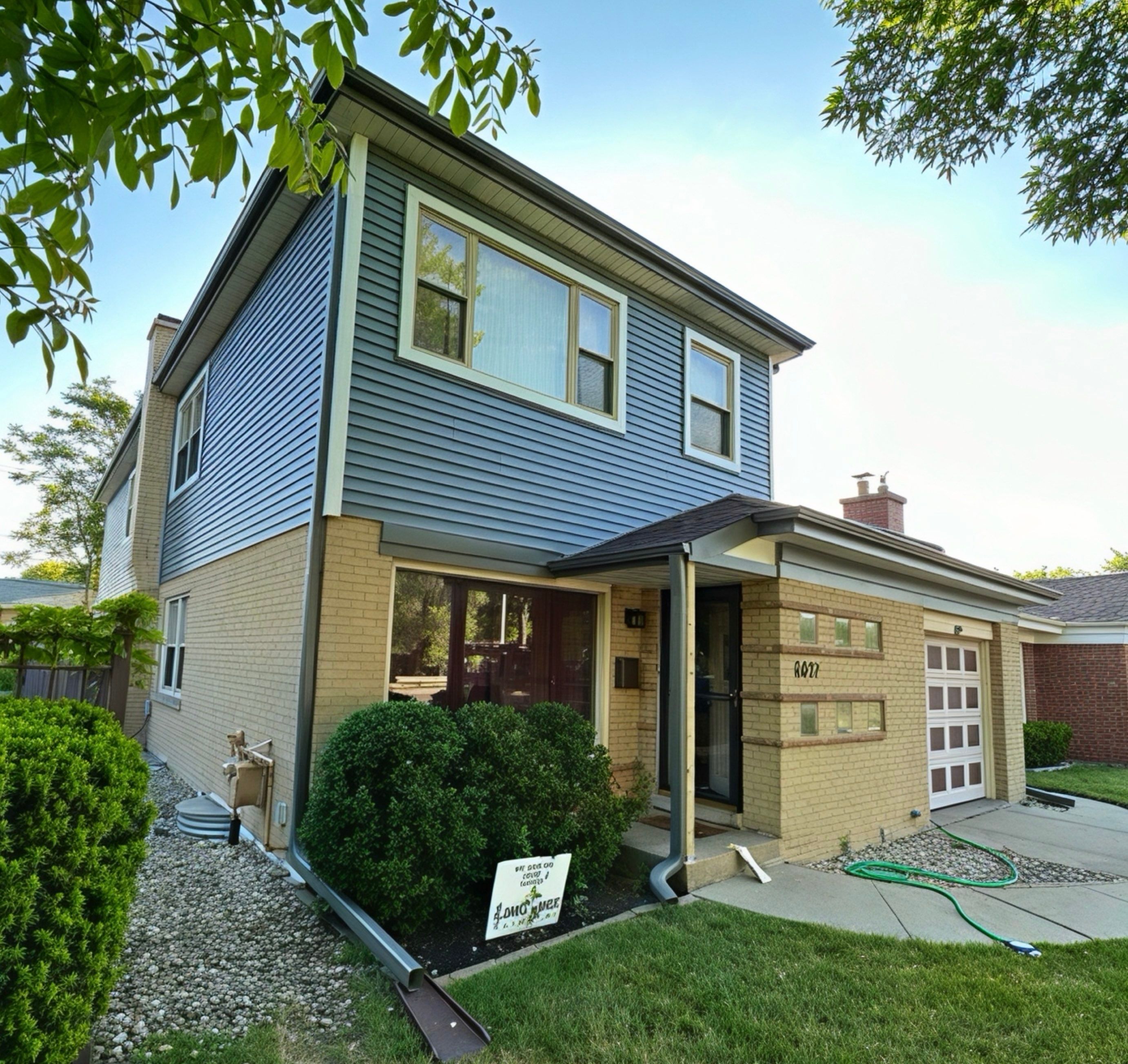 New seamless aluminum gutters and downspouts installed on a brick colonial home in Glenview, IL