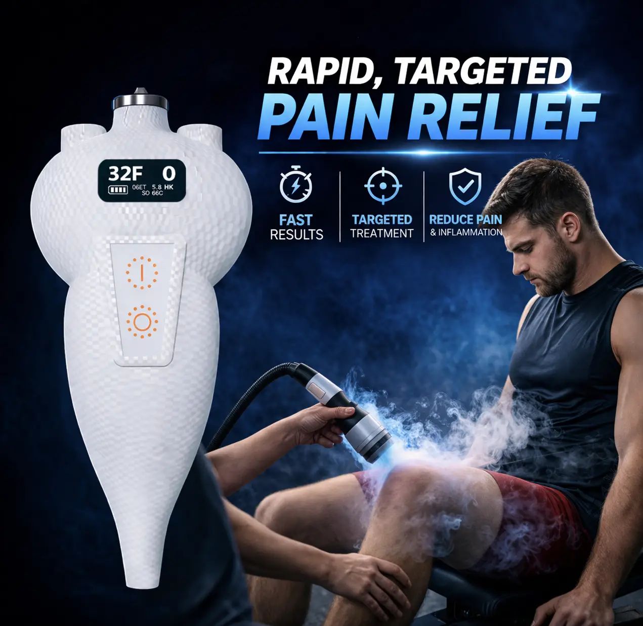 SubZero cryotherapy device for rapid pain relief