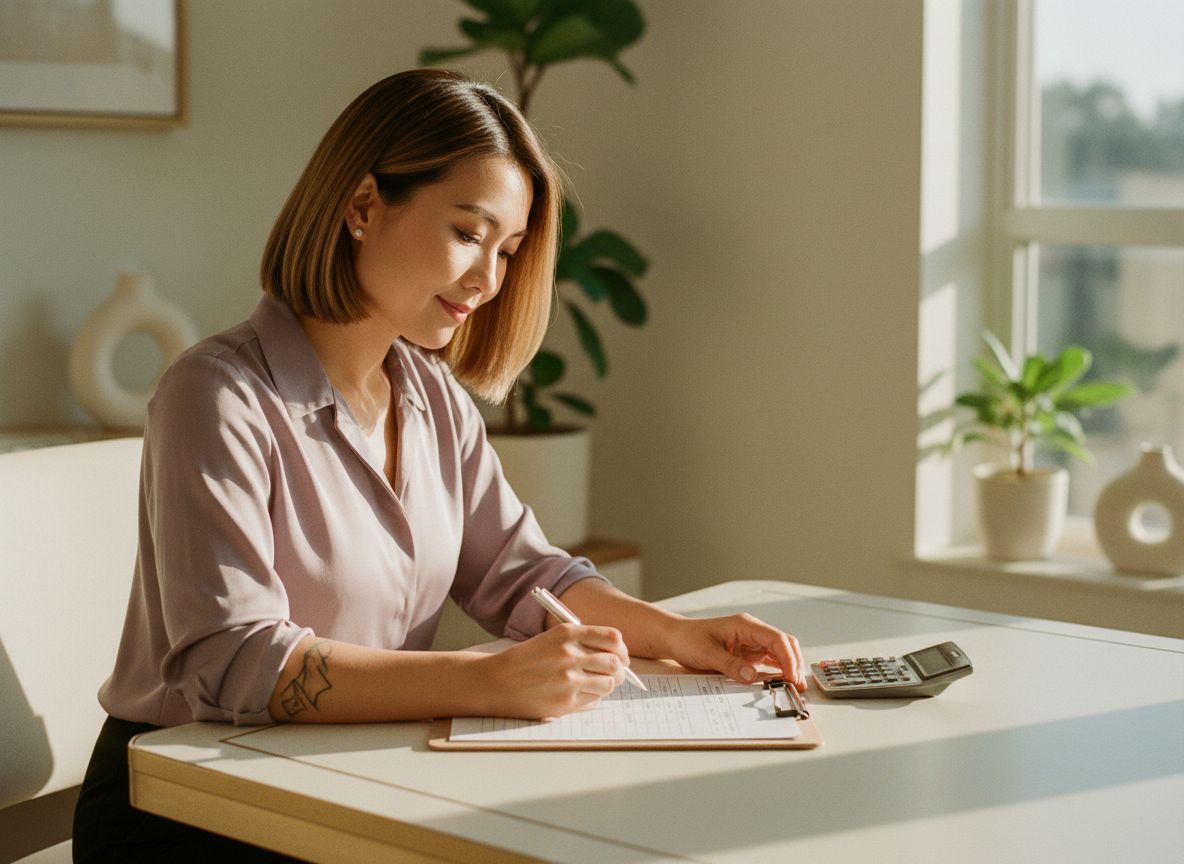 Woman calculating first home savings