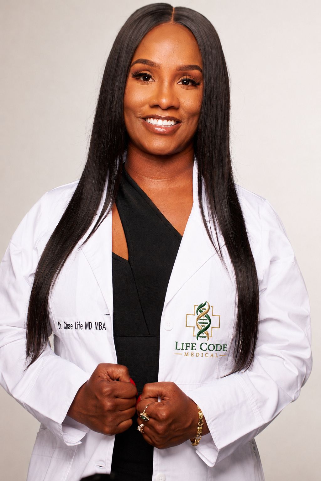 Dr. Chae Life in her white coat