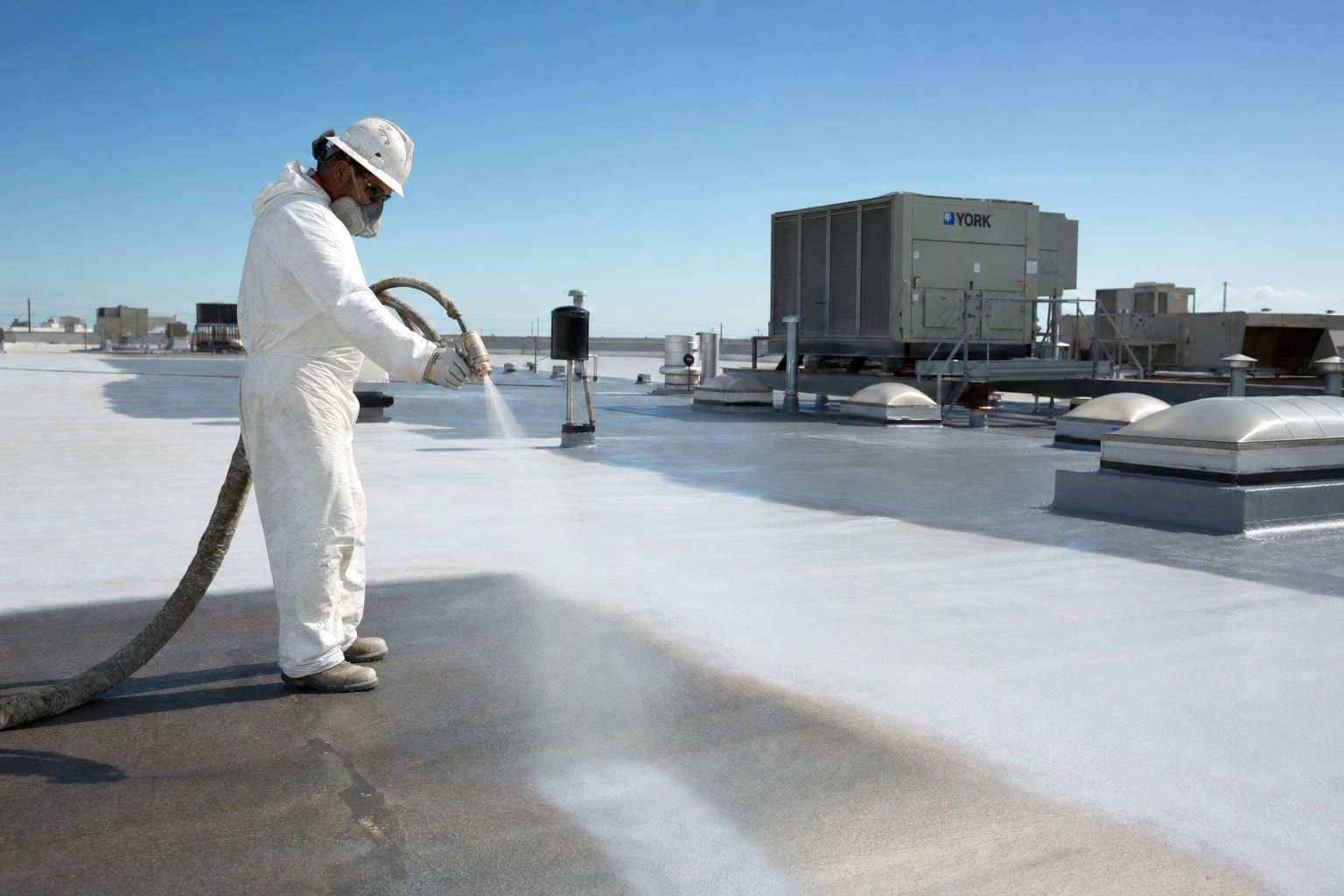 Government facility roof with polyurea coating