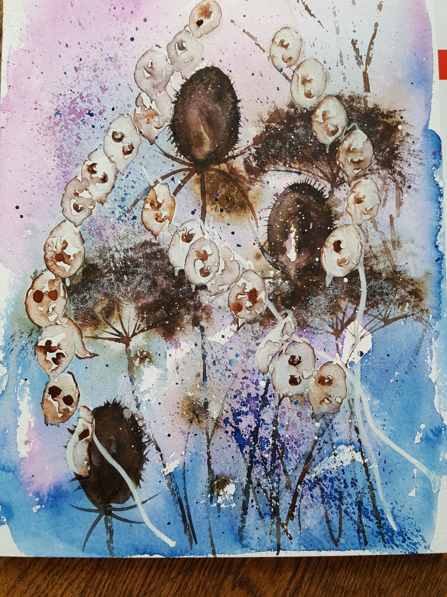 Abstract floral watercolour by Julia Harris