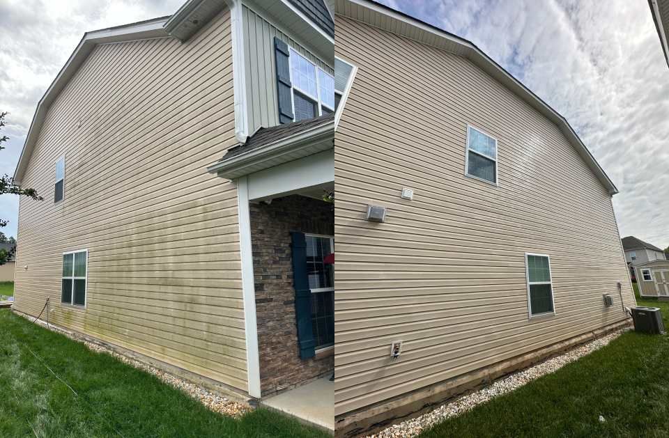 Before and after house washing