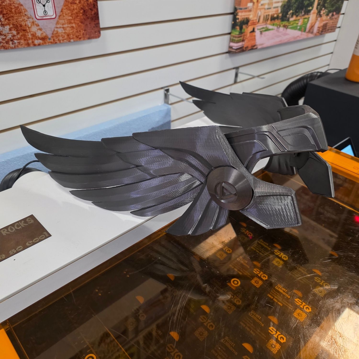 Black eagle wing sculpture — 3D printed