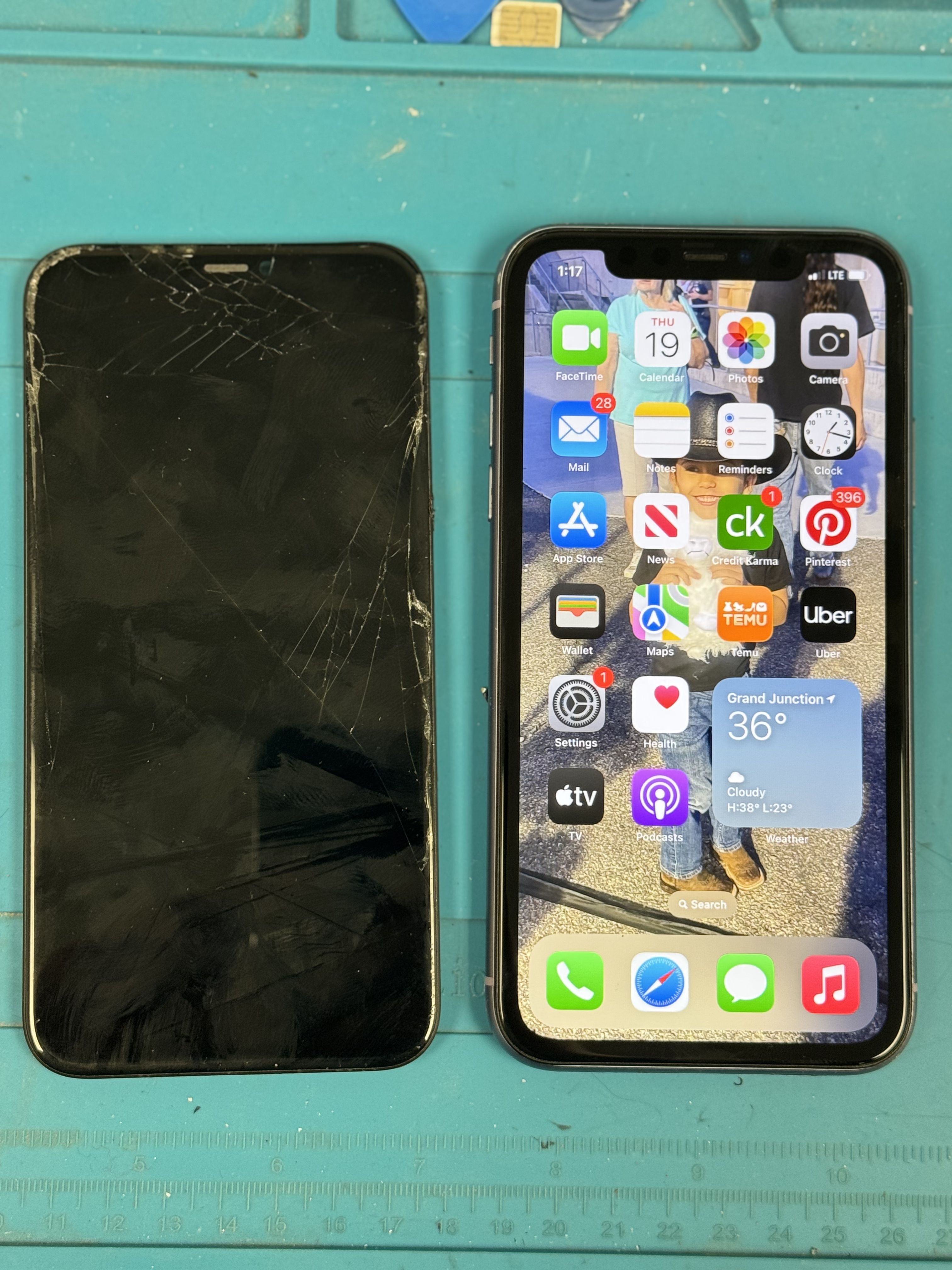 Before and after iPhone 11 screen repair at iRepairThis in Grand Junction CO