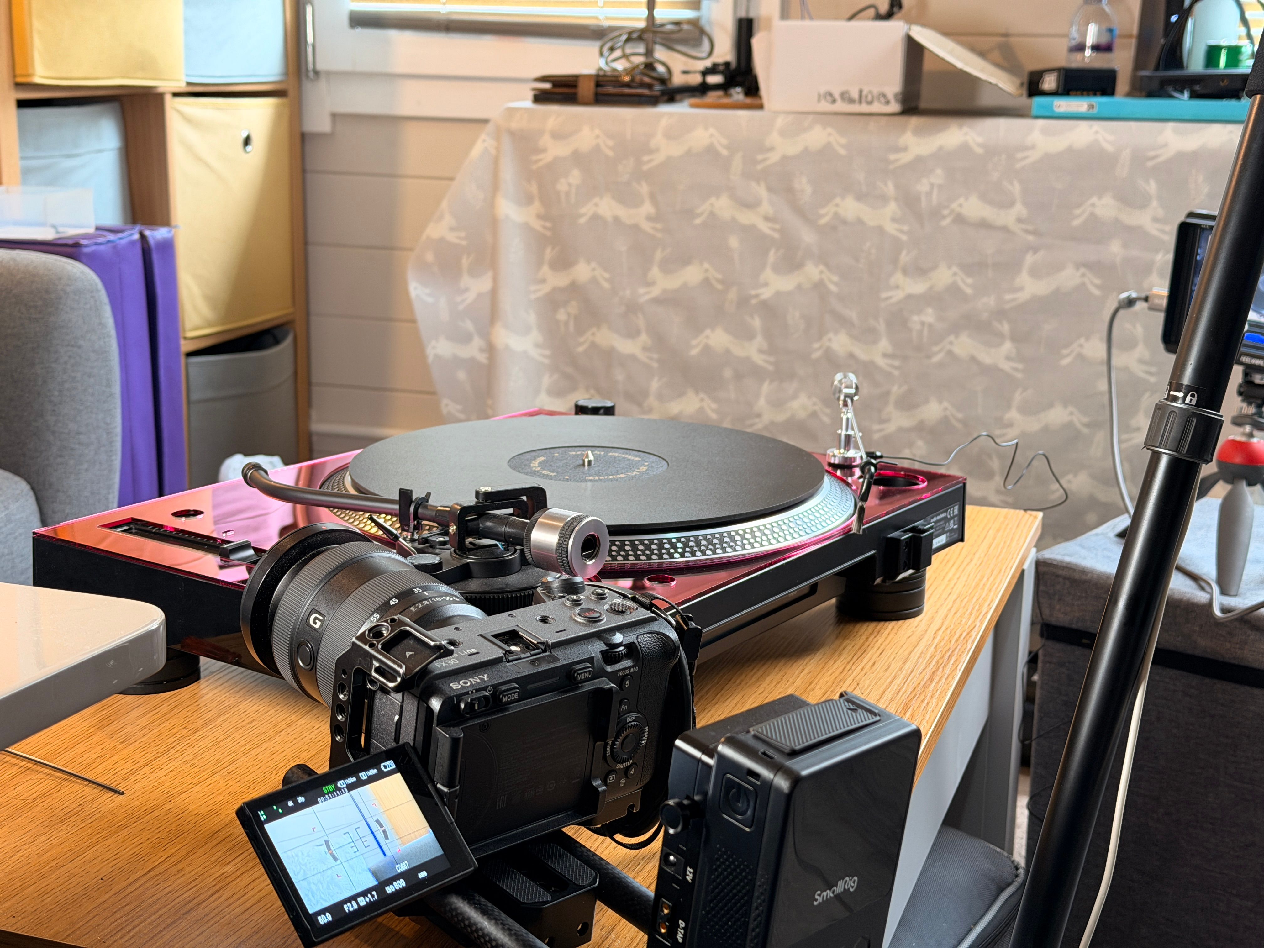Professional camera filming turntable — behind the scenes of a VIP production shoot