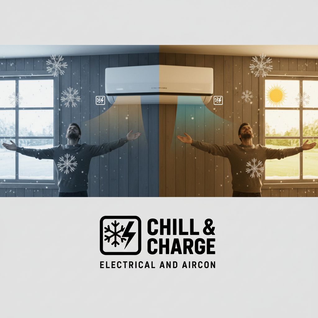 Reverse cycle air conditioning — stay cool in summer and warm in winter with Chill and Charge