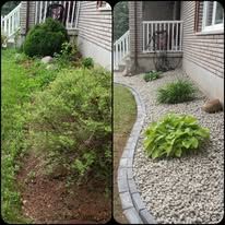 Before and after landscaping cleanup