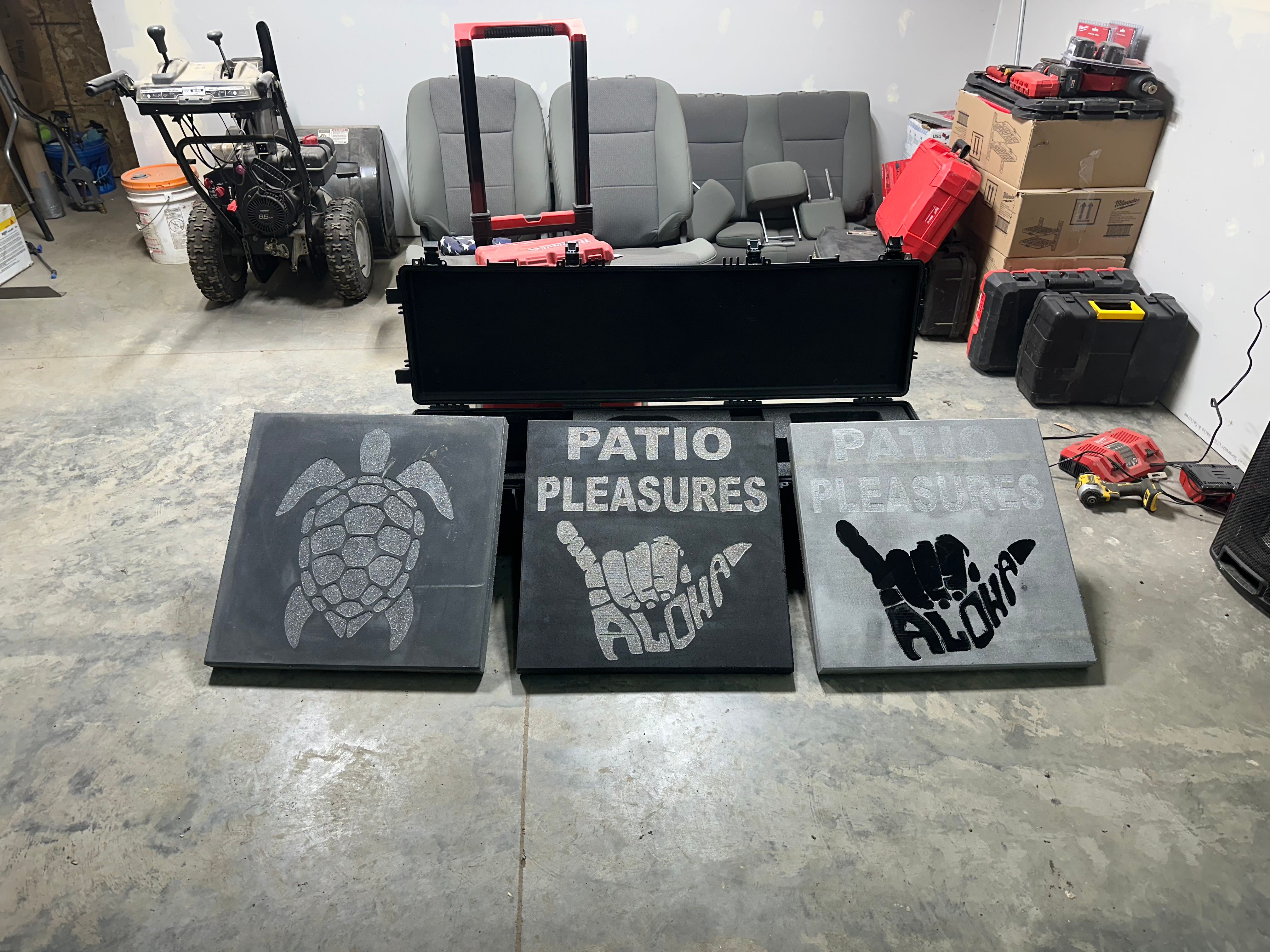 Patio Pleasures turtle engraved concrete tiles