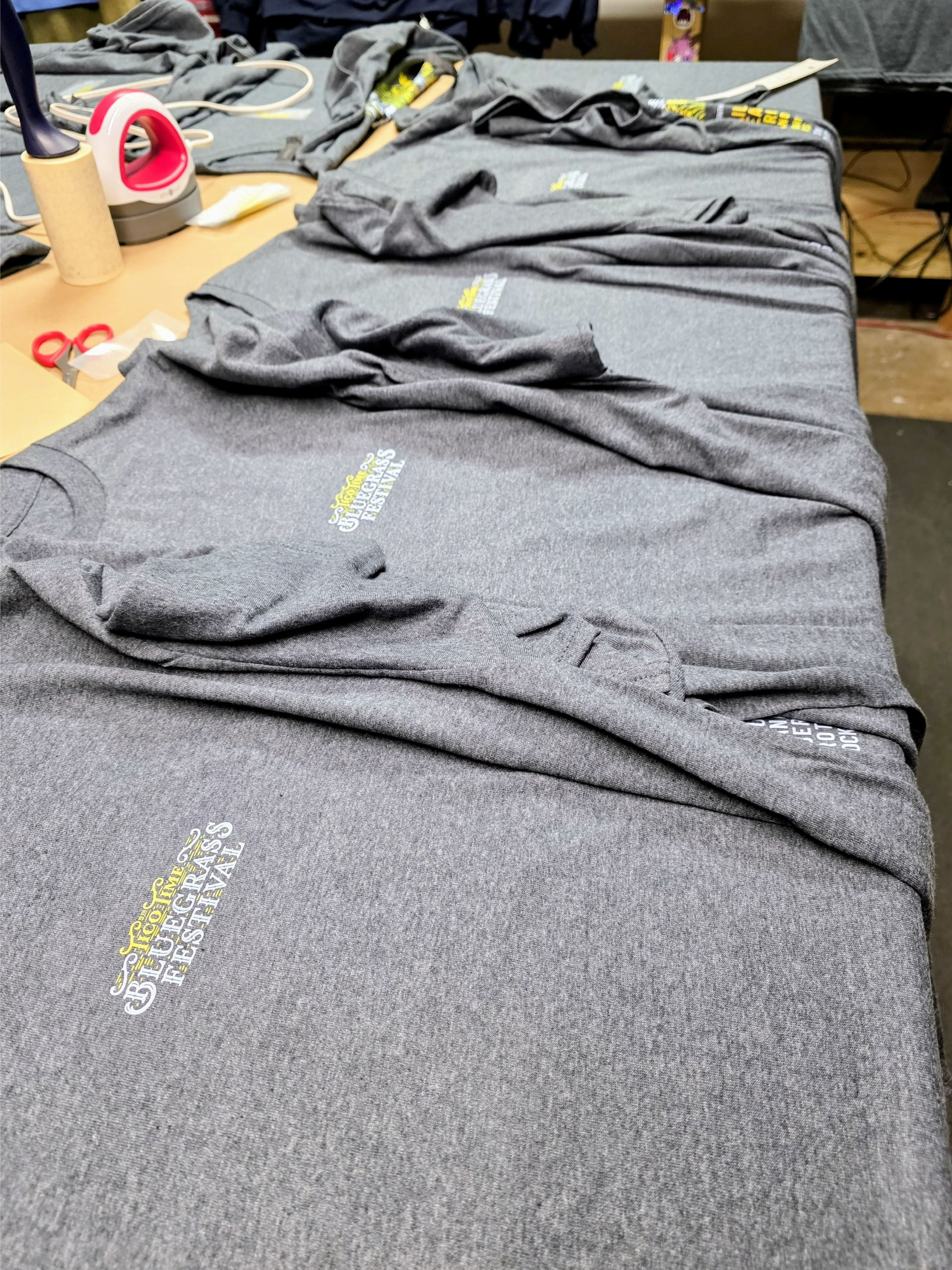 Screen printed custom Bluegrass Festival t-shirts by FUNK'S Printable Planet Austin TX