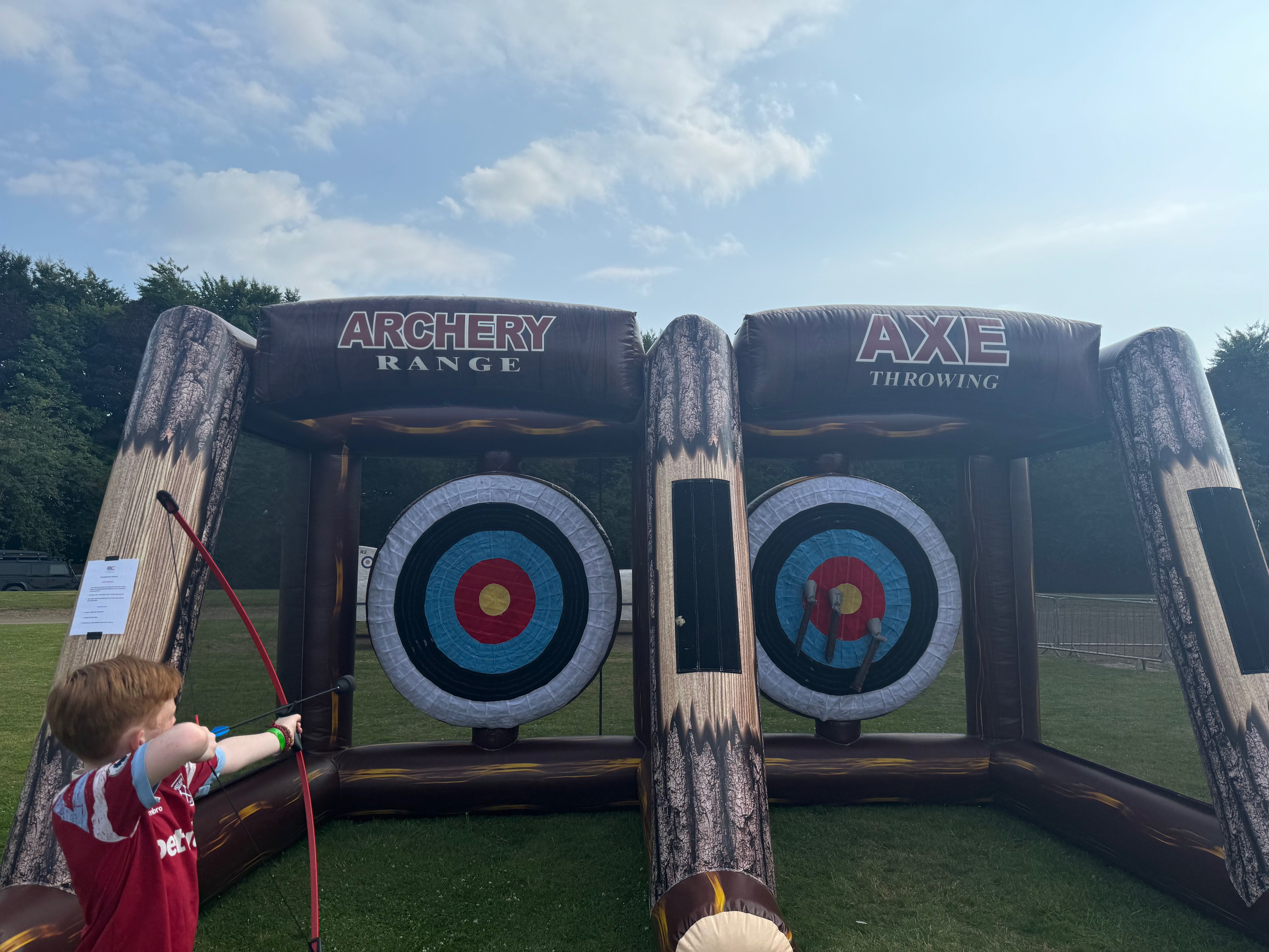 Archery and axe throwing activities at a staff fun day in Lincolnshire