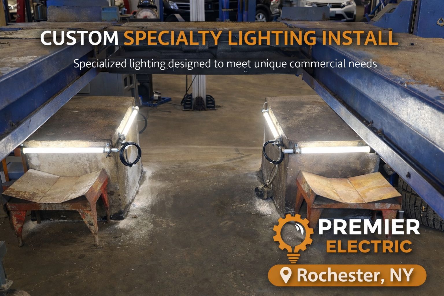 Commercial lighting fixture installation by licensed electrician Monroe County NY