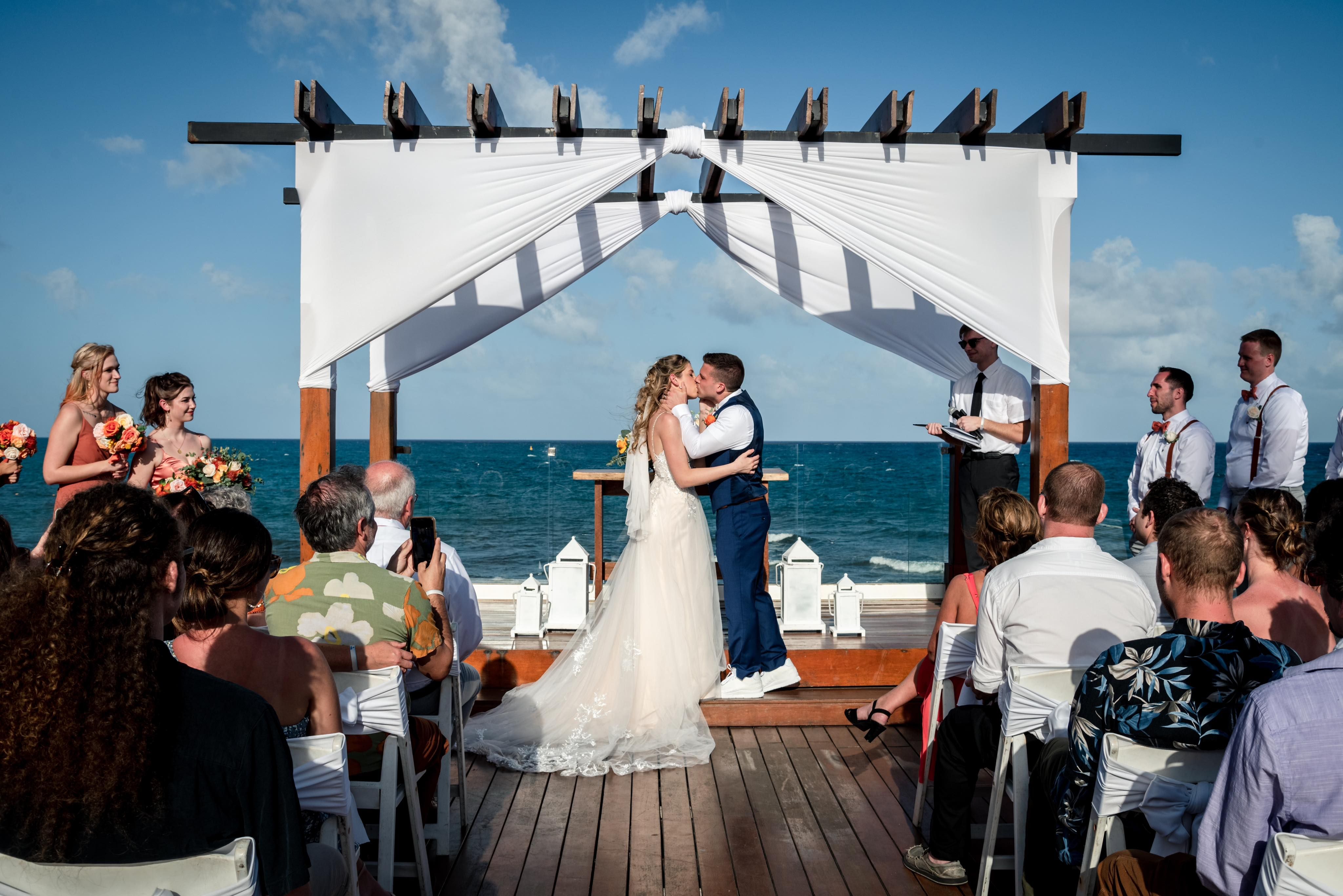 Beautiful beach wedding ceremony