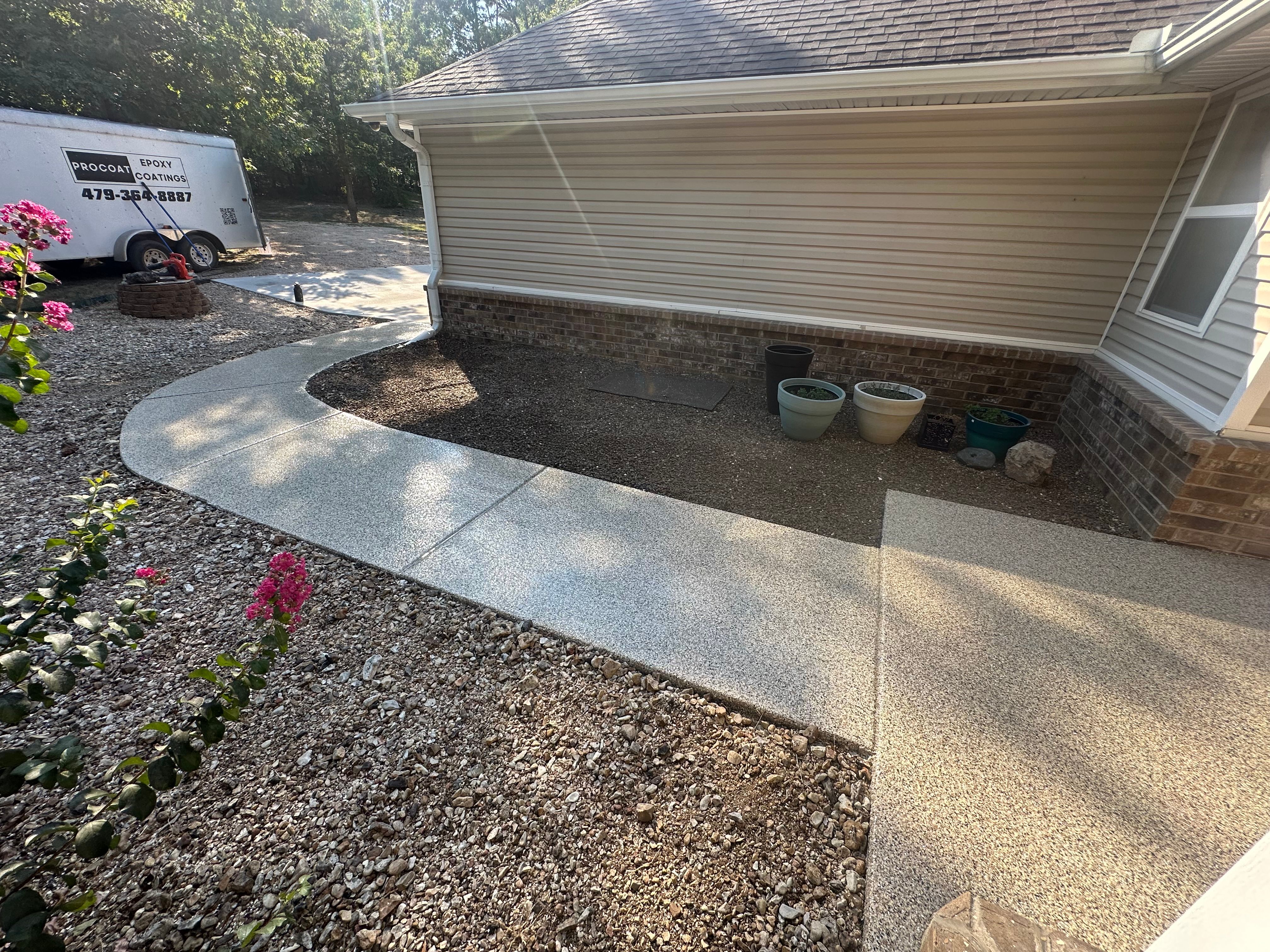 Outdoor patio epoxy coating installation in NW Arkansas by Procoat