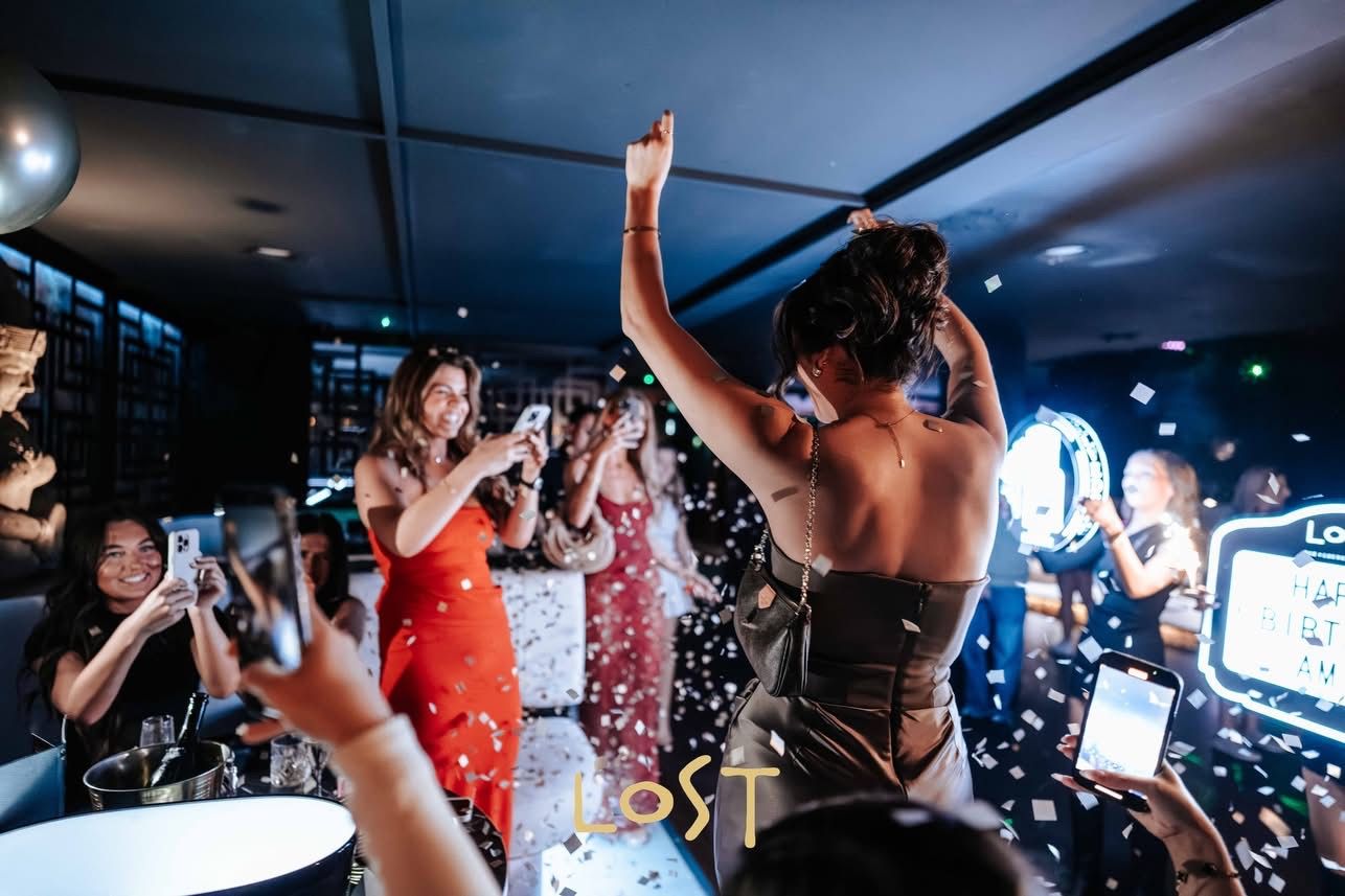 Birthday celebration with confetti