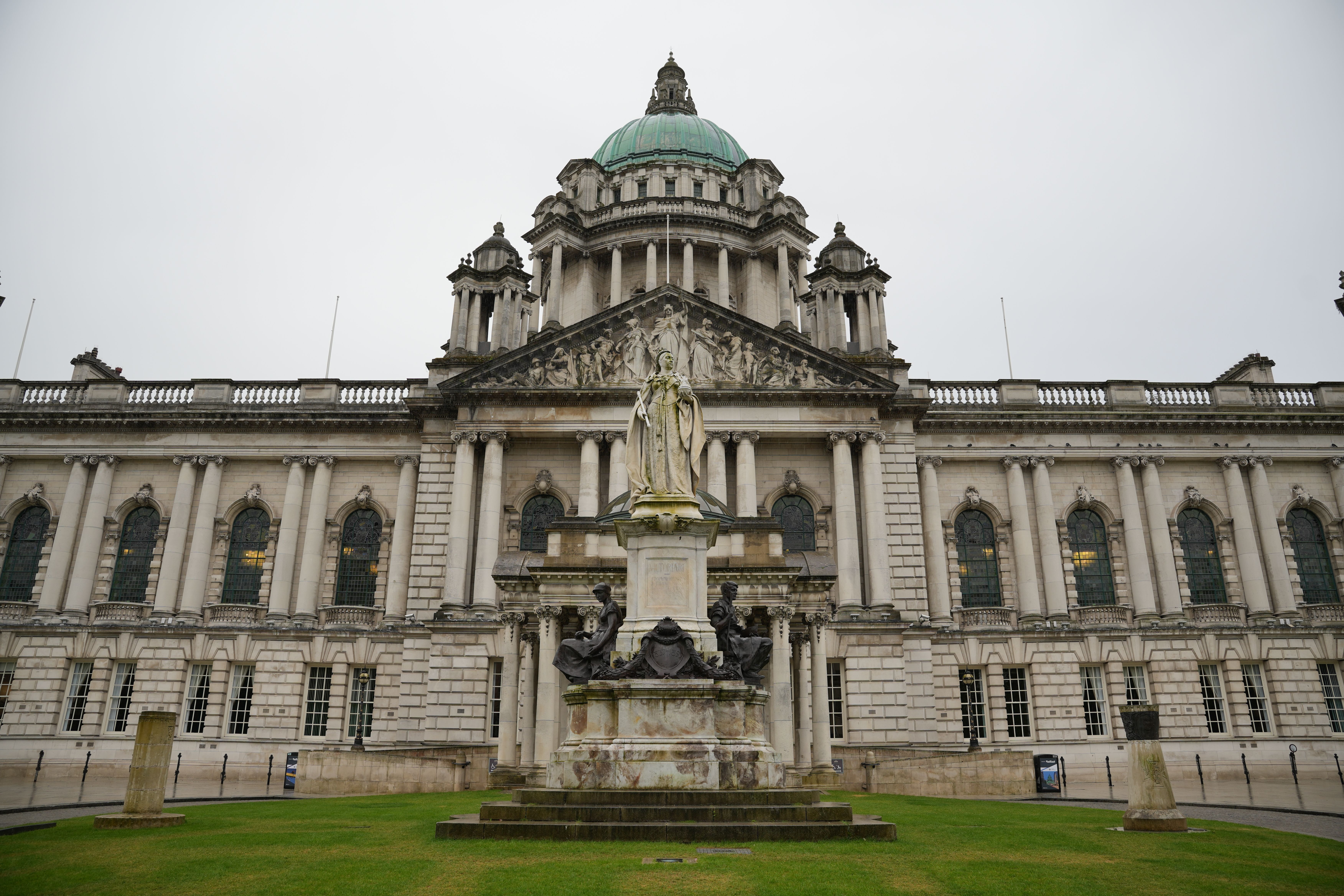 Belfast City Hall grand facade with green dome