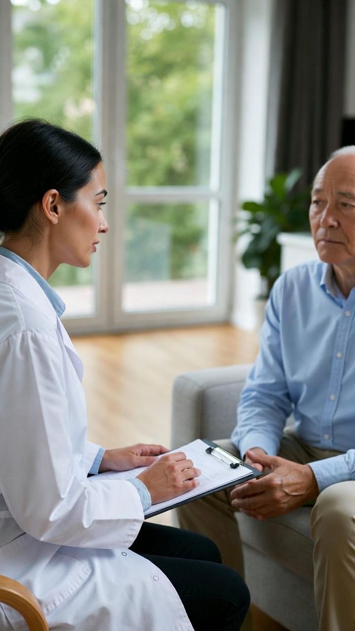Patient consultation with Labs in Motion phlebotomist