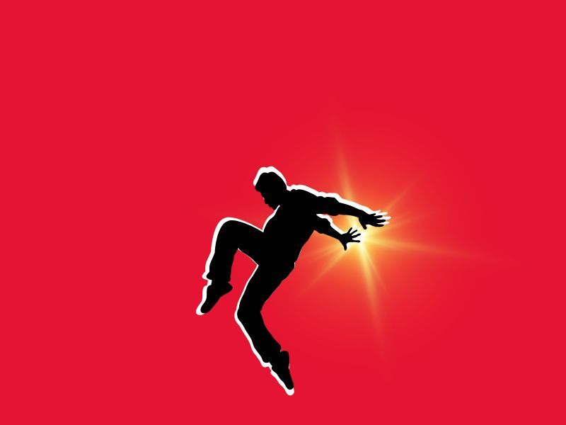 Thriller Dance Workshop corporate team building event — black silhouette dancer on red background
