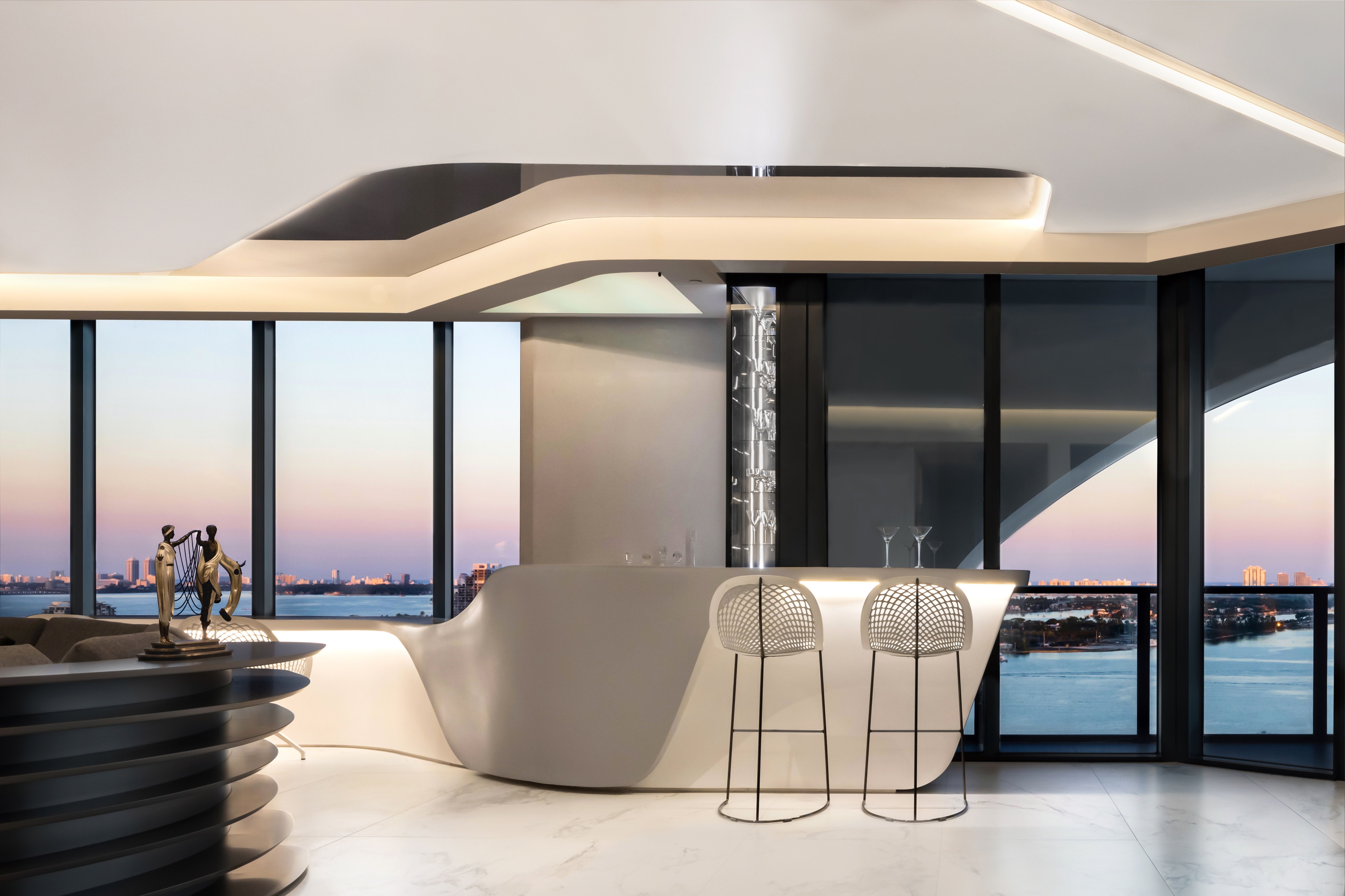 Premium stretch ceiling with gold LED lighting