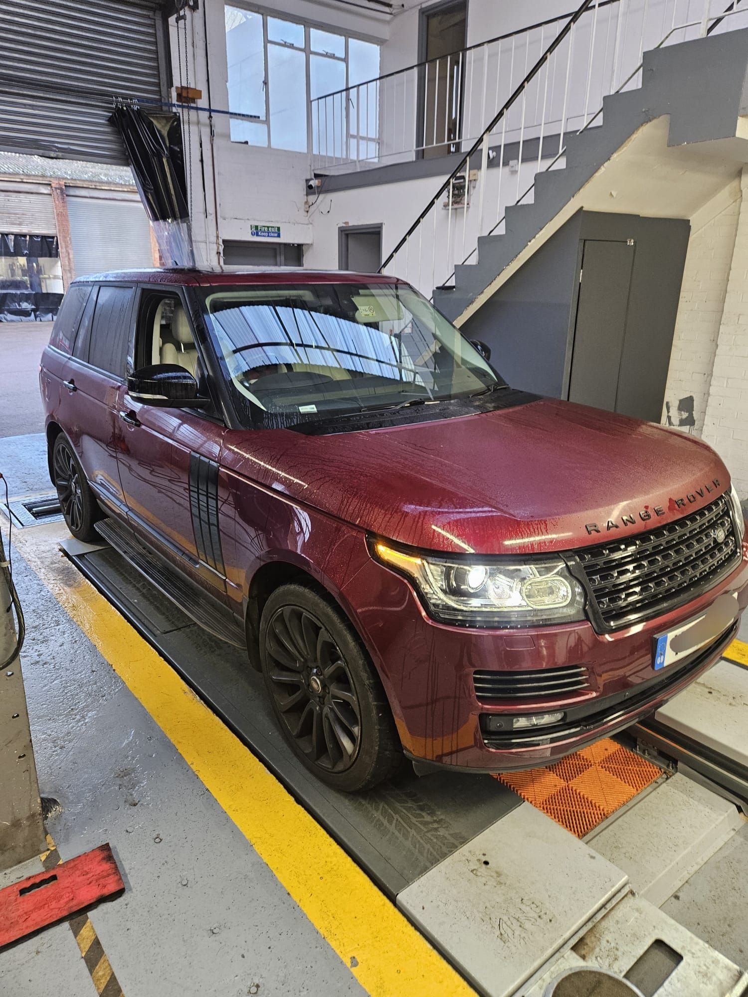 Range Rover in MOT bay