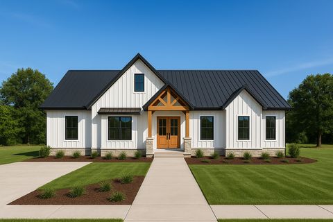 Modern farmhouse with metal roof