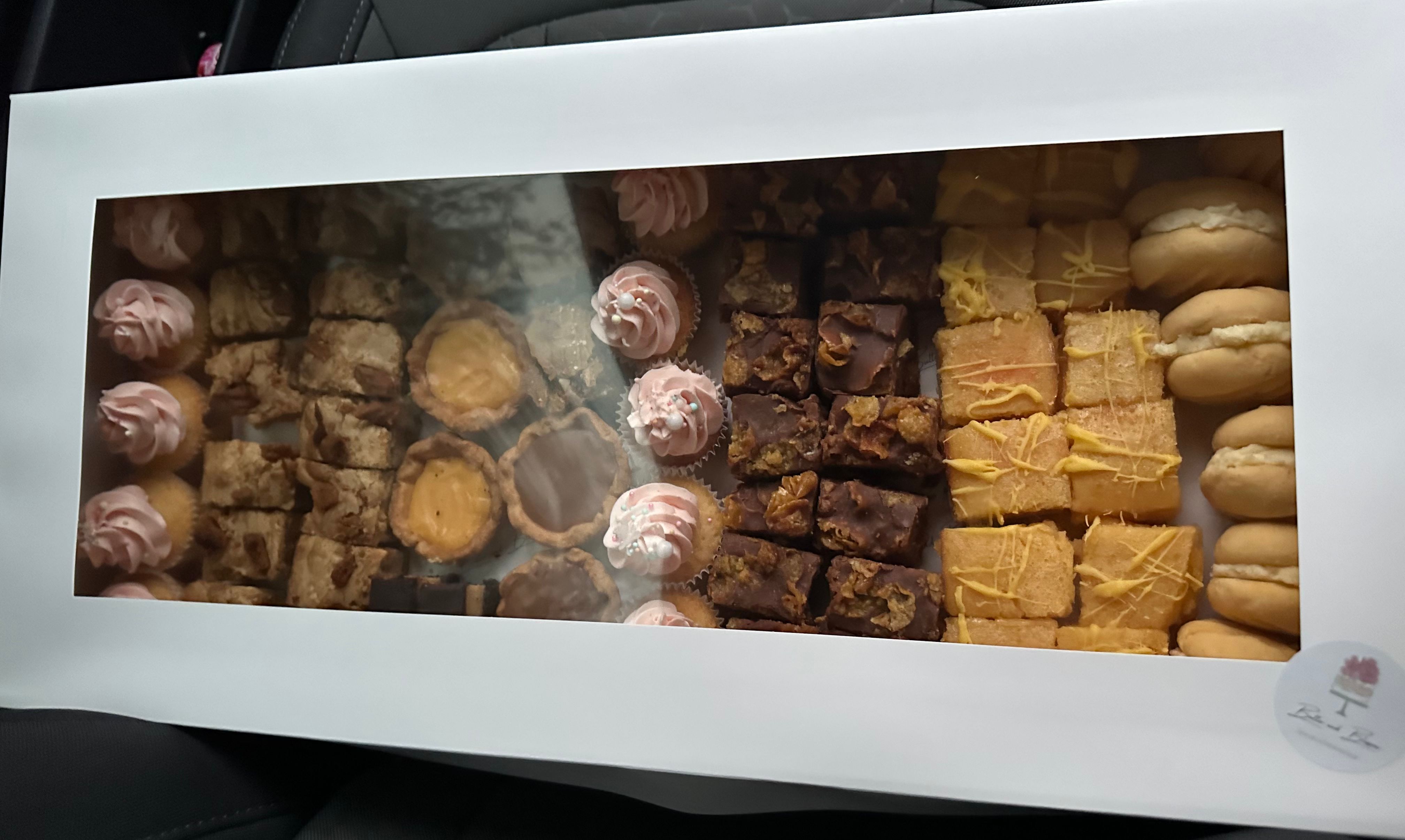 Petite treats box with cupcakes, brownies, tartlets and cookies
