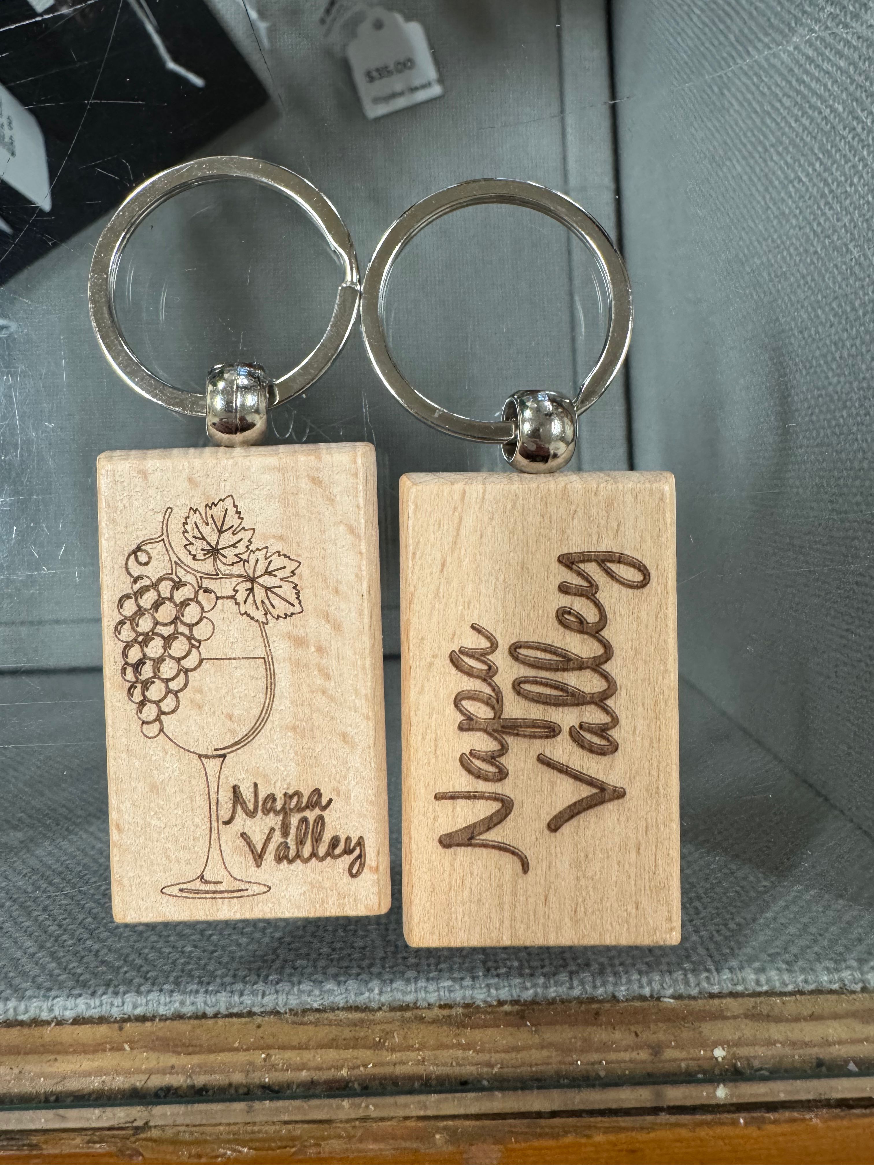 Wooden Napa Valley keychains