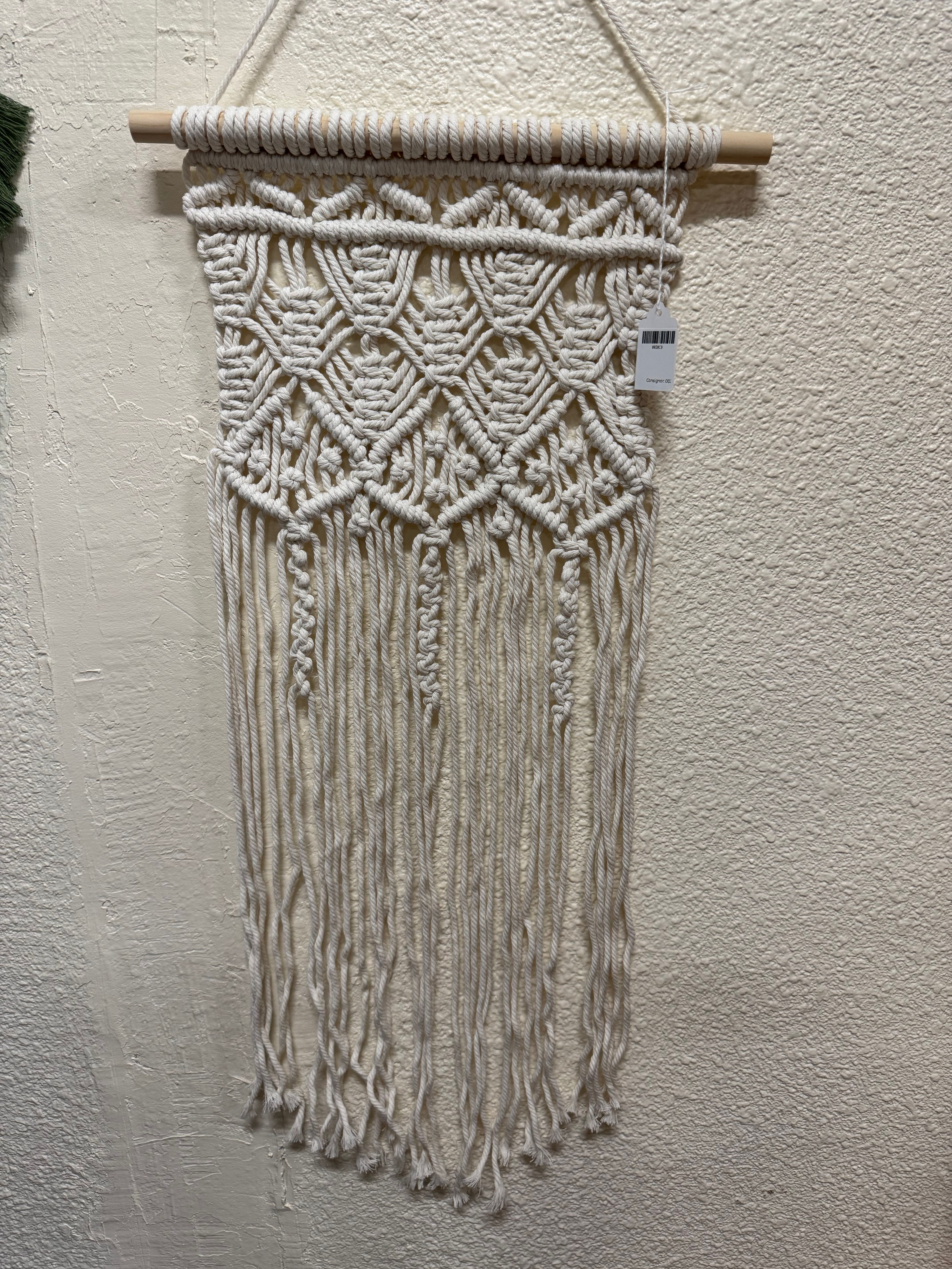 White macrame wall hanging