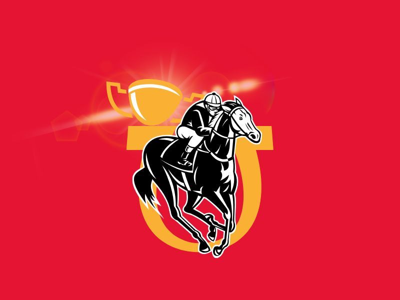 Race Night branded illustration with jockey on horse and trophy by Event Collection